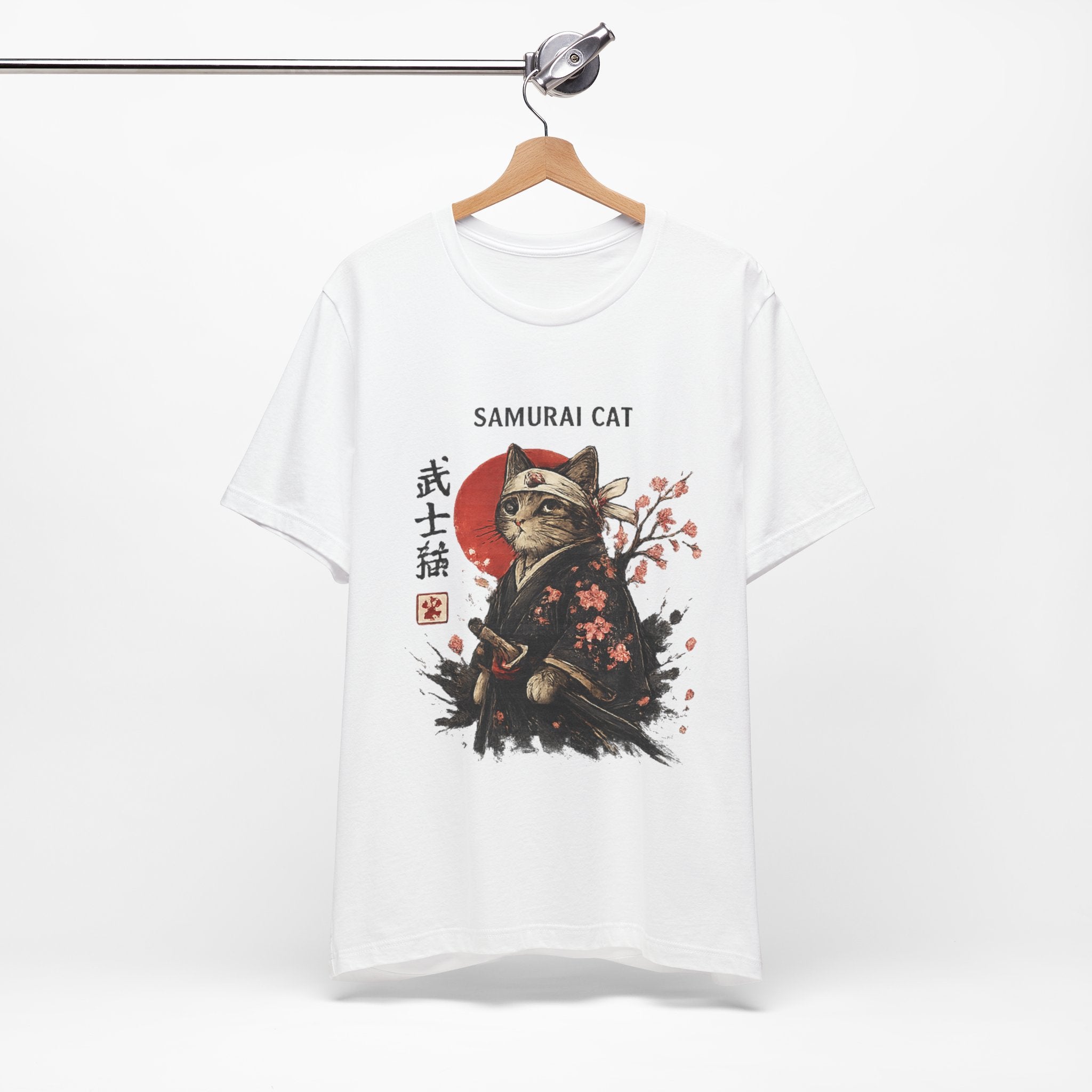 Samurai Cat T-Shirt – Japanese Warrior Cat Illustration