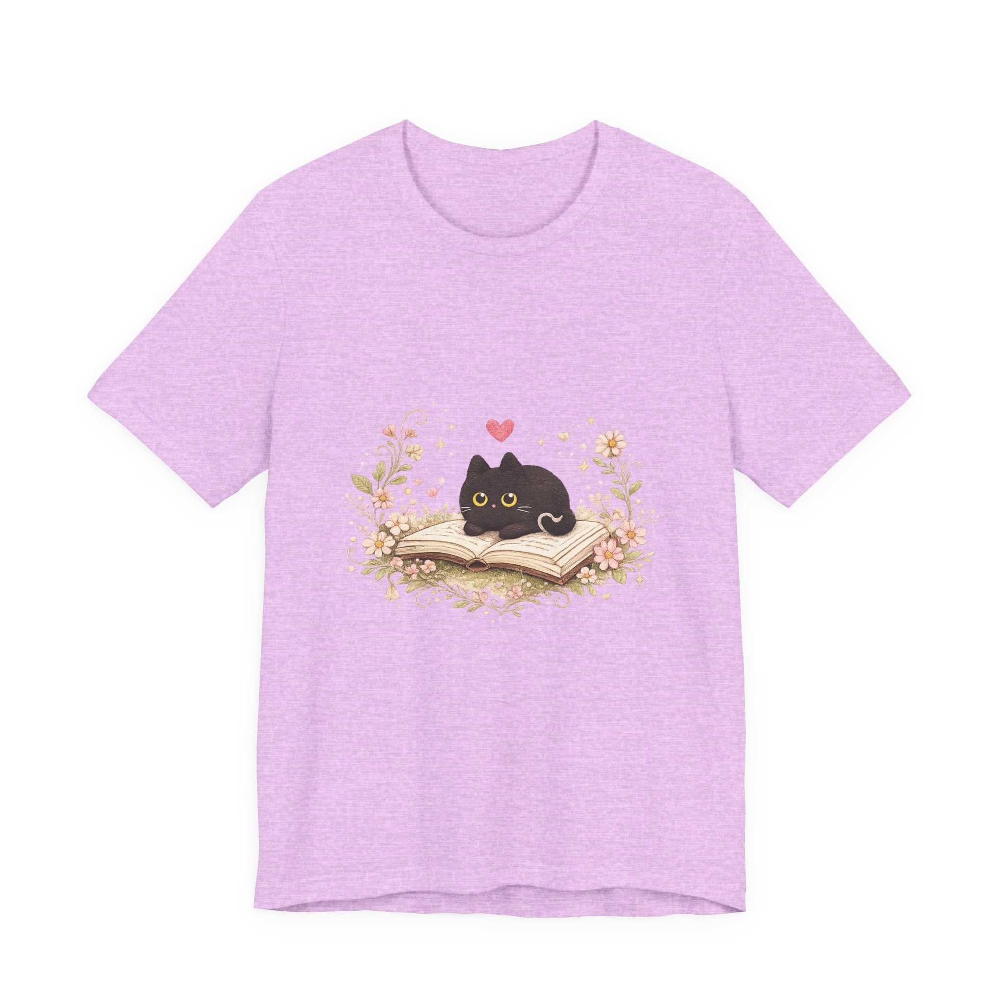Cat on Book T-Shirt - Cute Black Kitty Reading Design