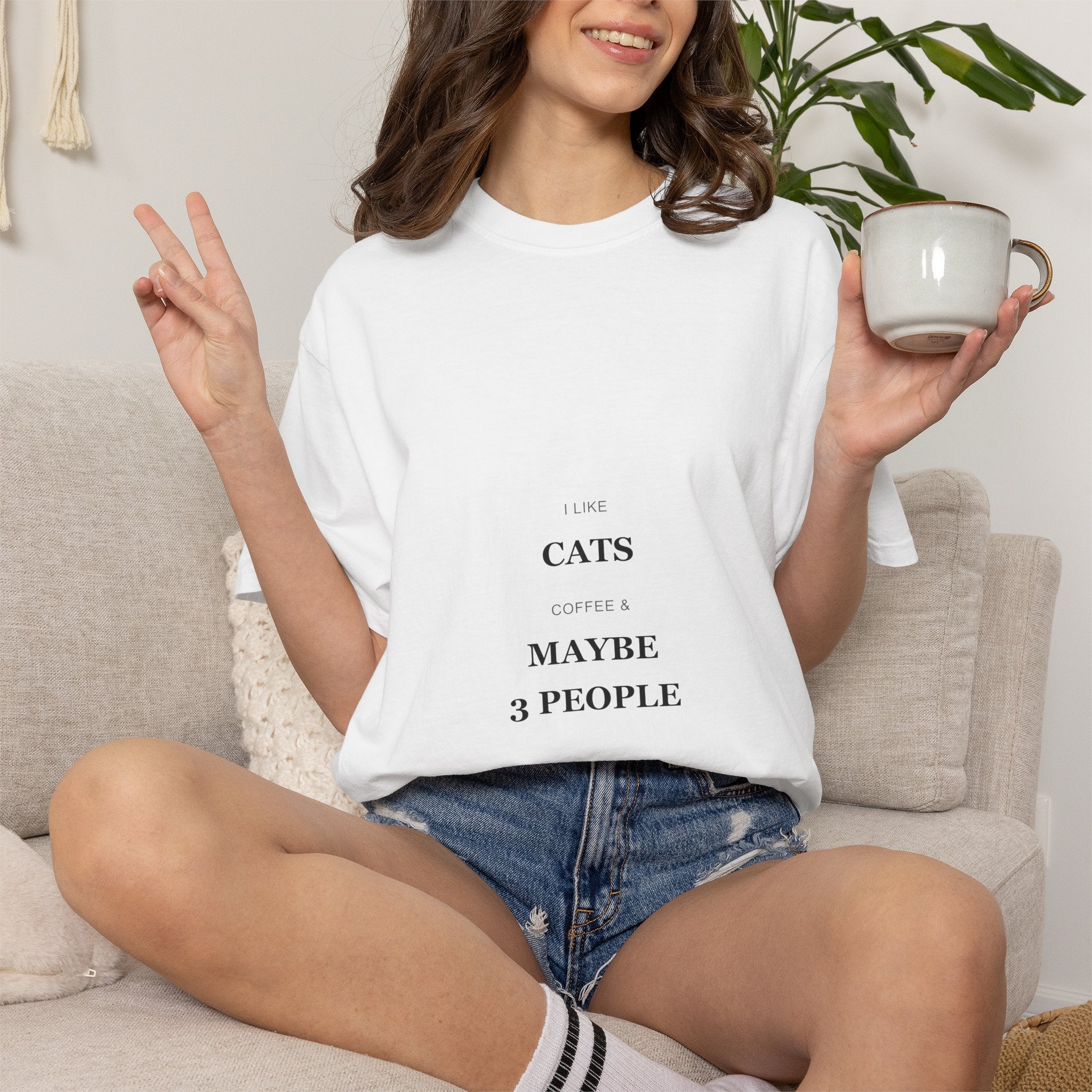 Cat Lover T-Shirt — "I Like Cats & Maybe 3 People." Minimal Graphic Tee
