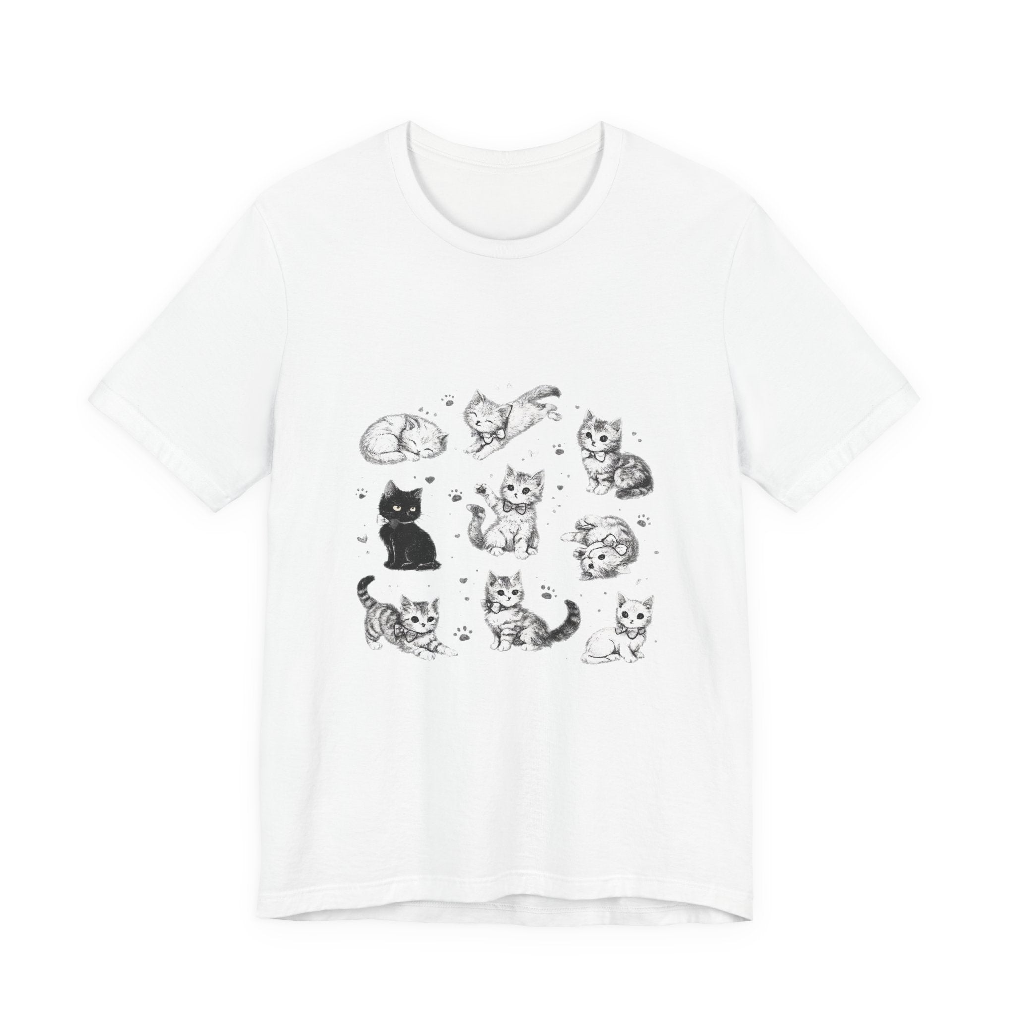 Kitten Grid T-Shirt – Cute Black & White Cat Illustration Tee