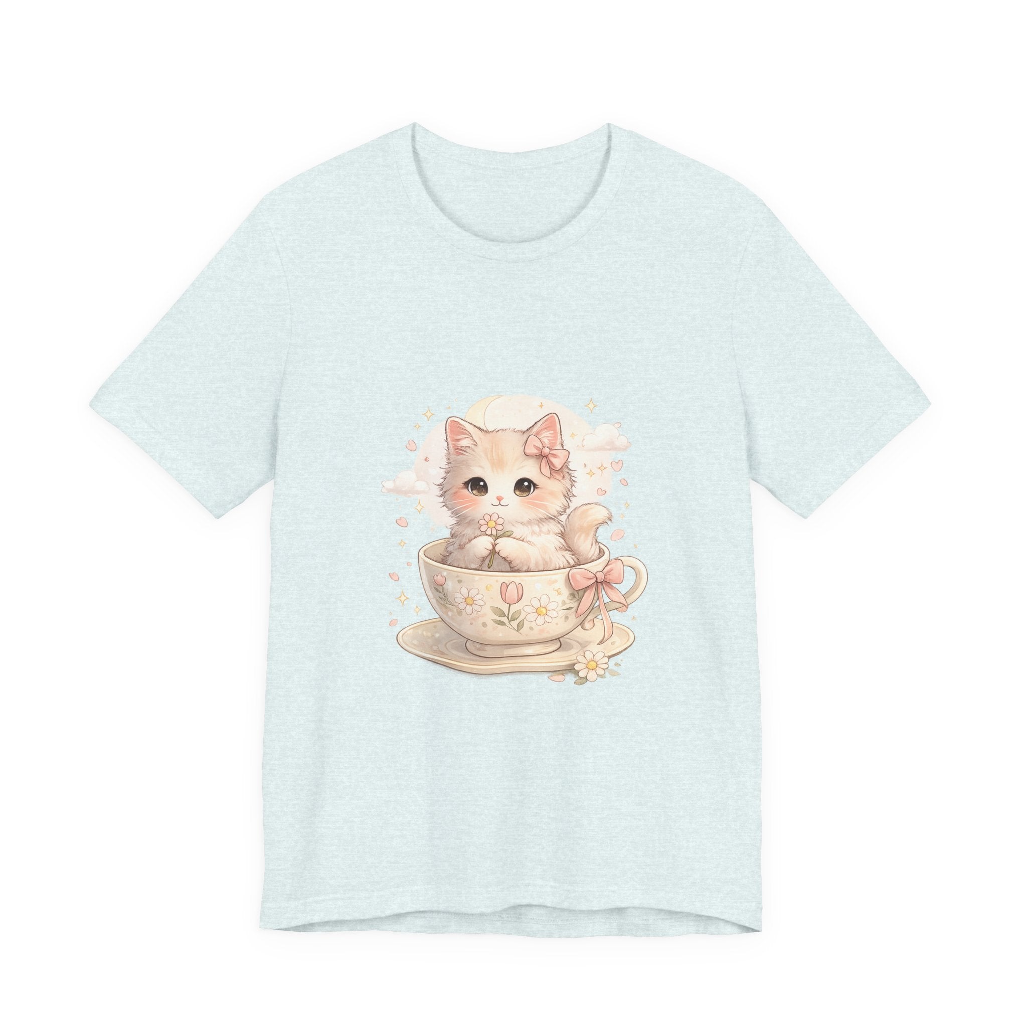Cute Kitten in Teacup T-Shirt — Pastel Cat Graphic Tee