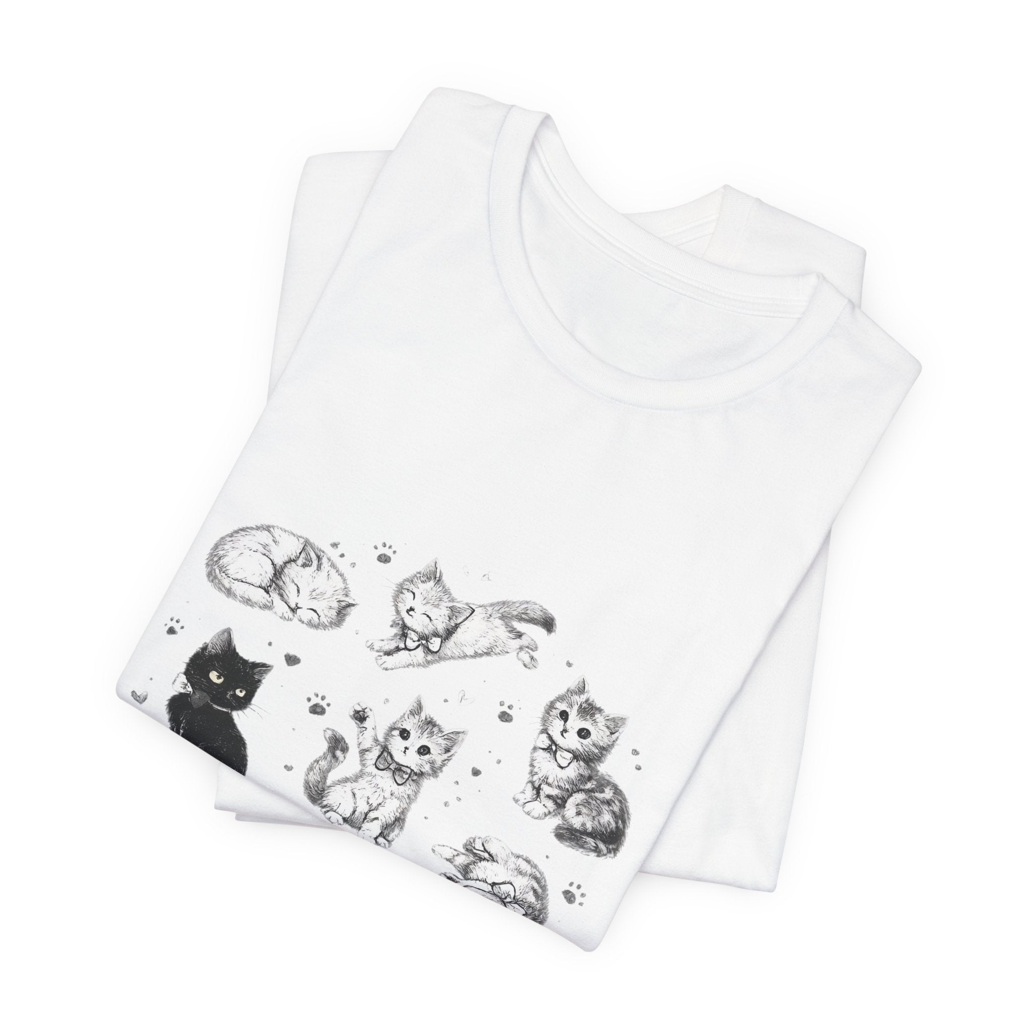 Kitten Grid T-Shirt – Cute Black & White Cat Illustration Tee