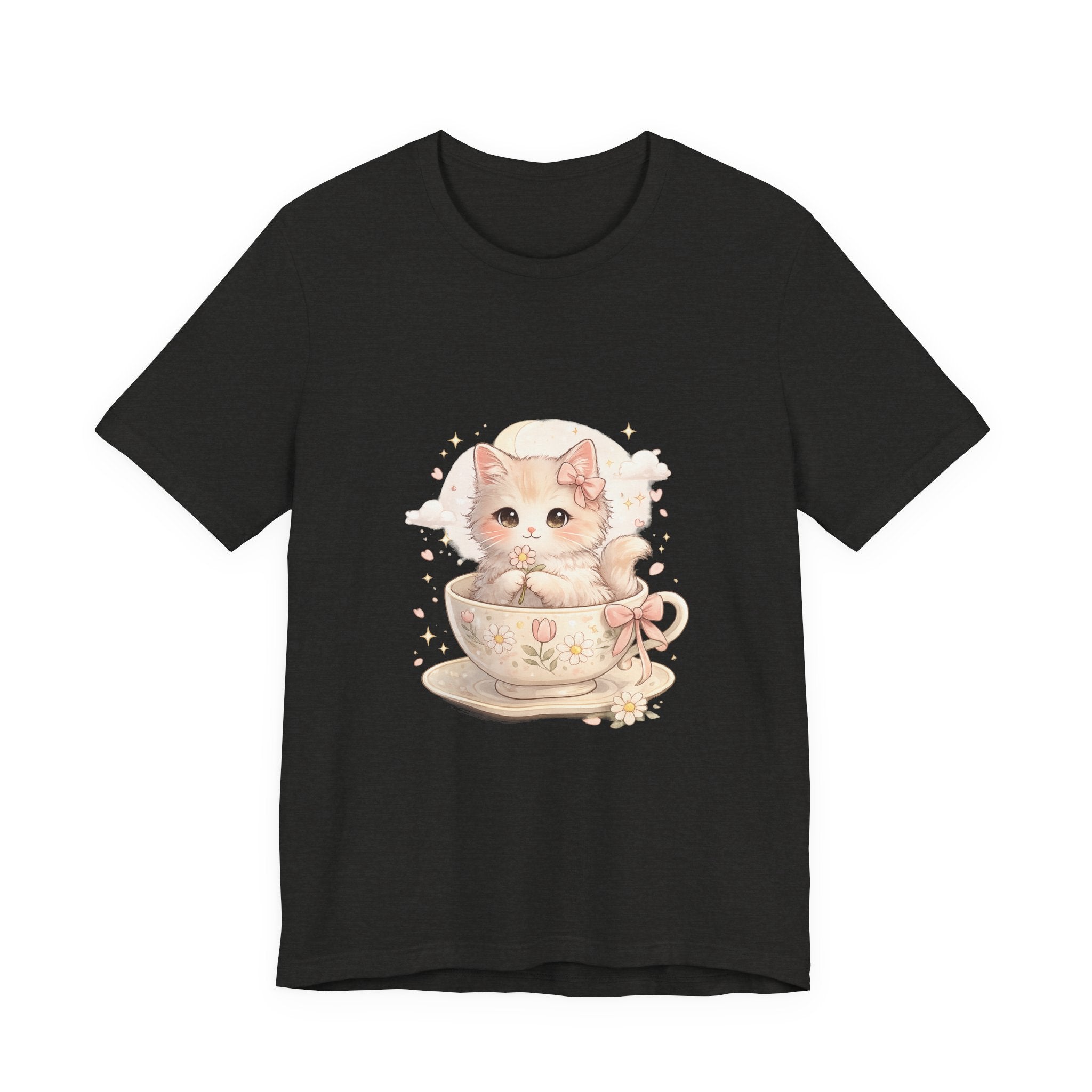 Cute Kitten in Teacup T-Shirt — Pastel Cat Graphic Tee