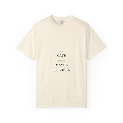 Cat Lover T-Shirt — "I Like Cats & Maybe 3 People." Minimal Graphic Tee