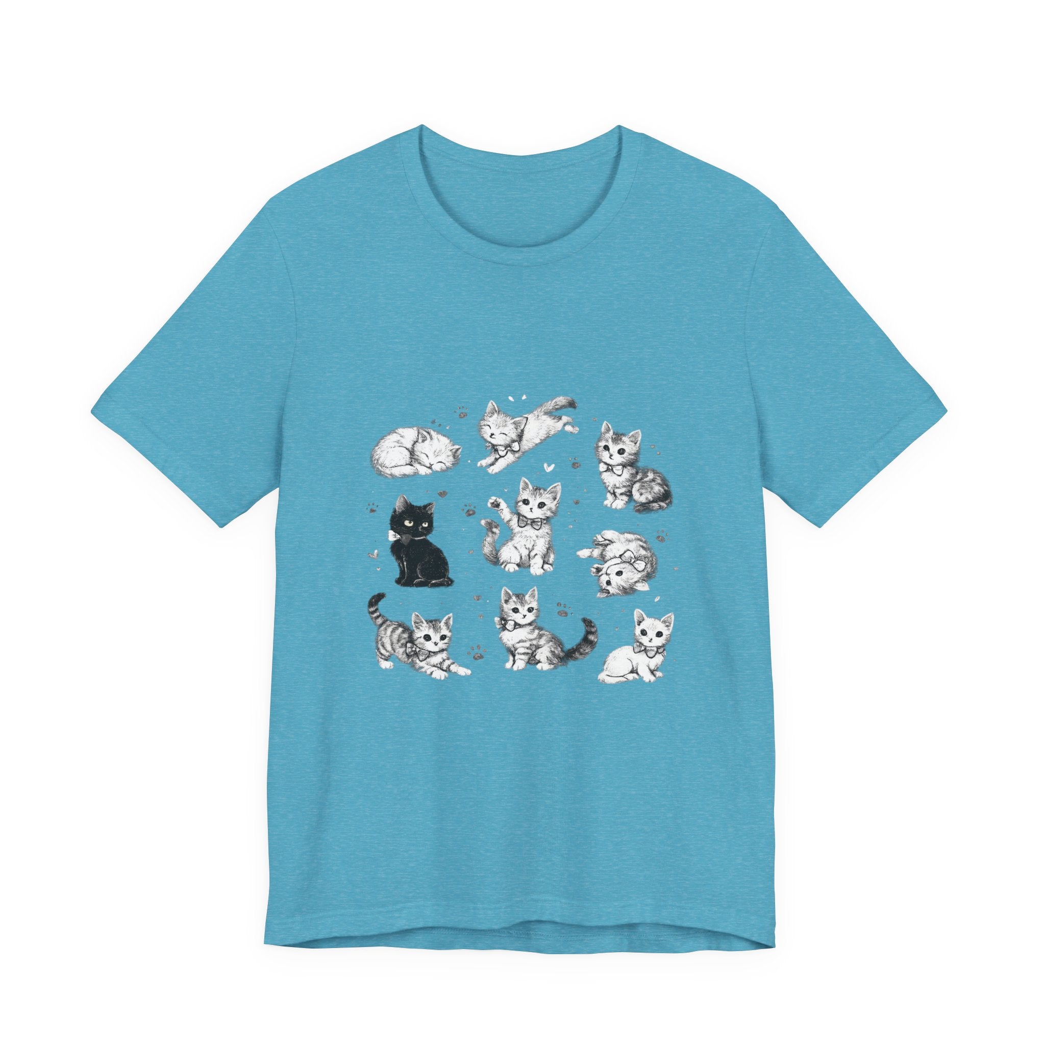 Kitten Grid T-Shirt – Cute Black & White Cat Illustration Tee