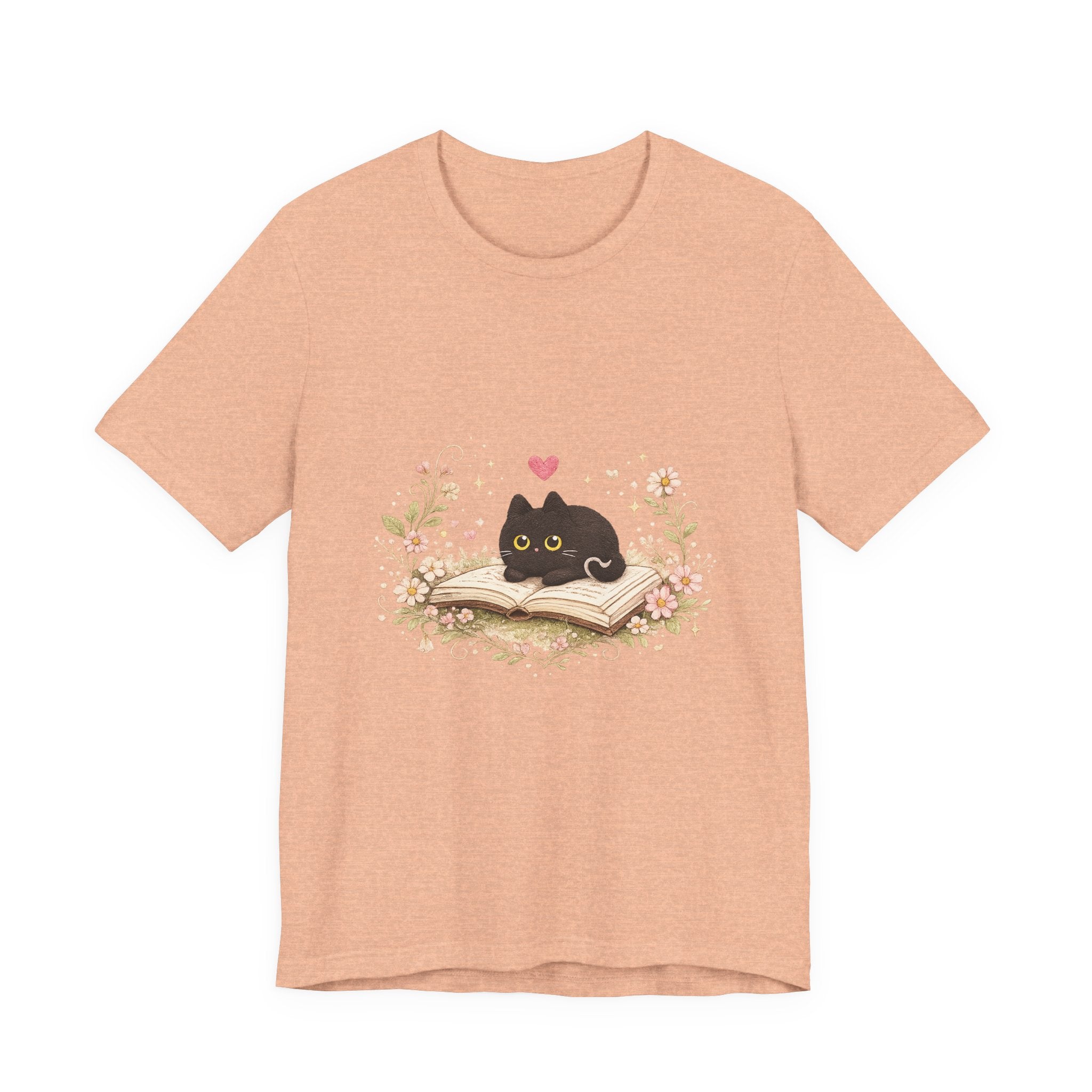 Cat on Book T-Shirt - Cute Black Kitty Reading Design