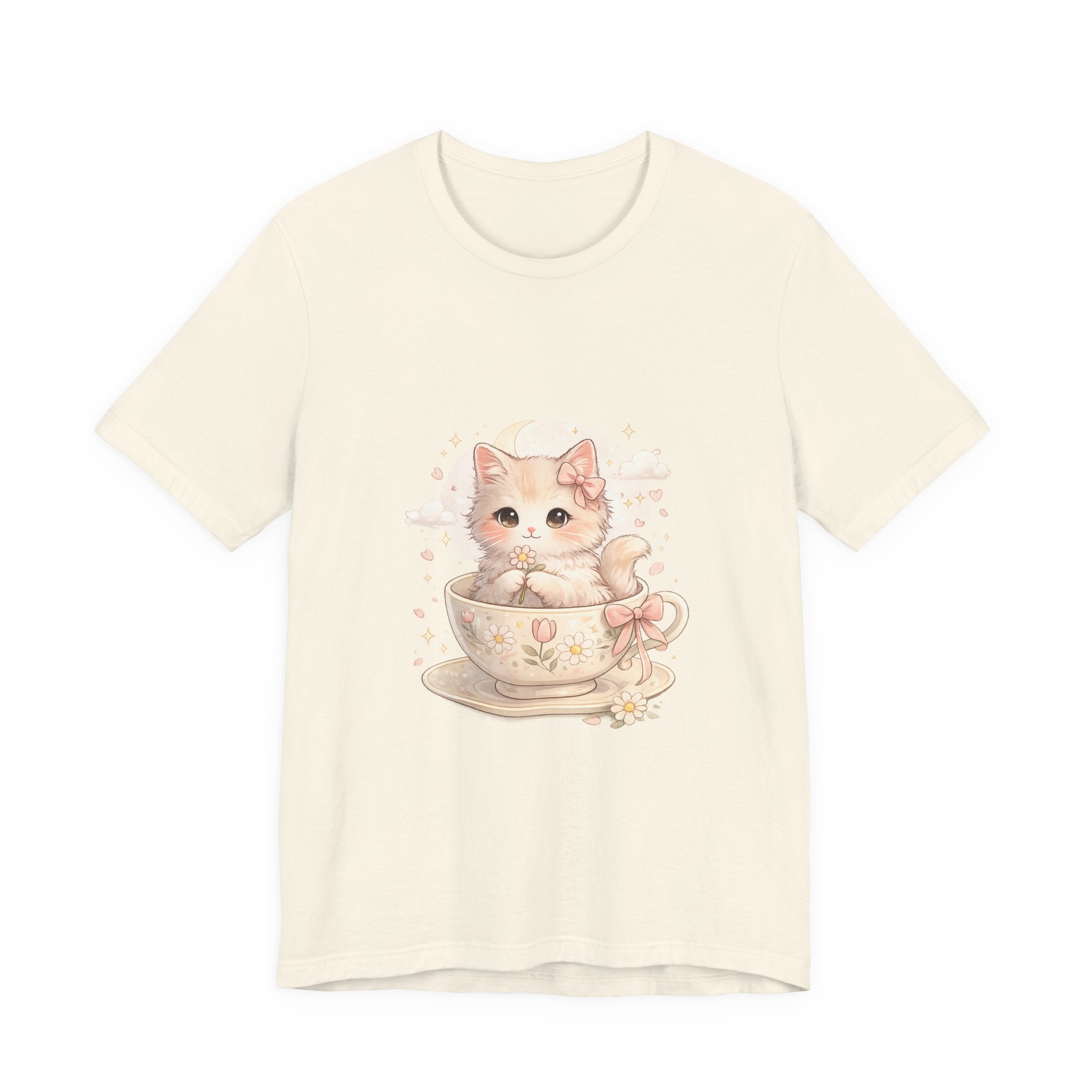 Cute Kitten in Teacup T-Shirt — Pastel Cat Graphic Tee