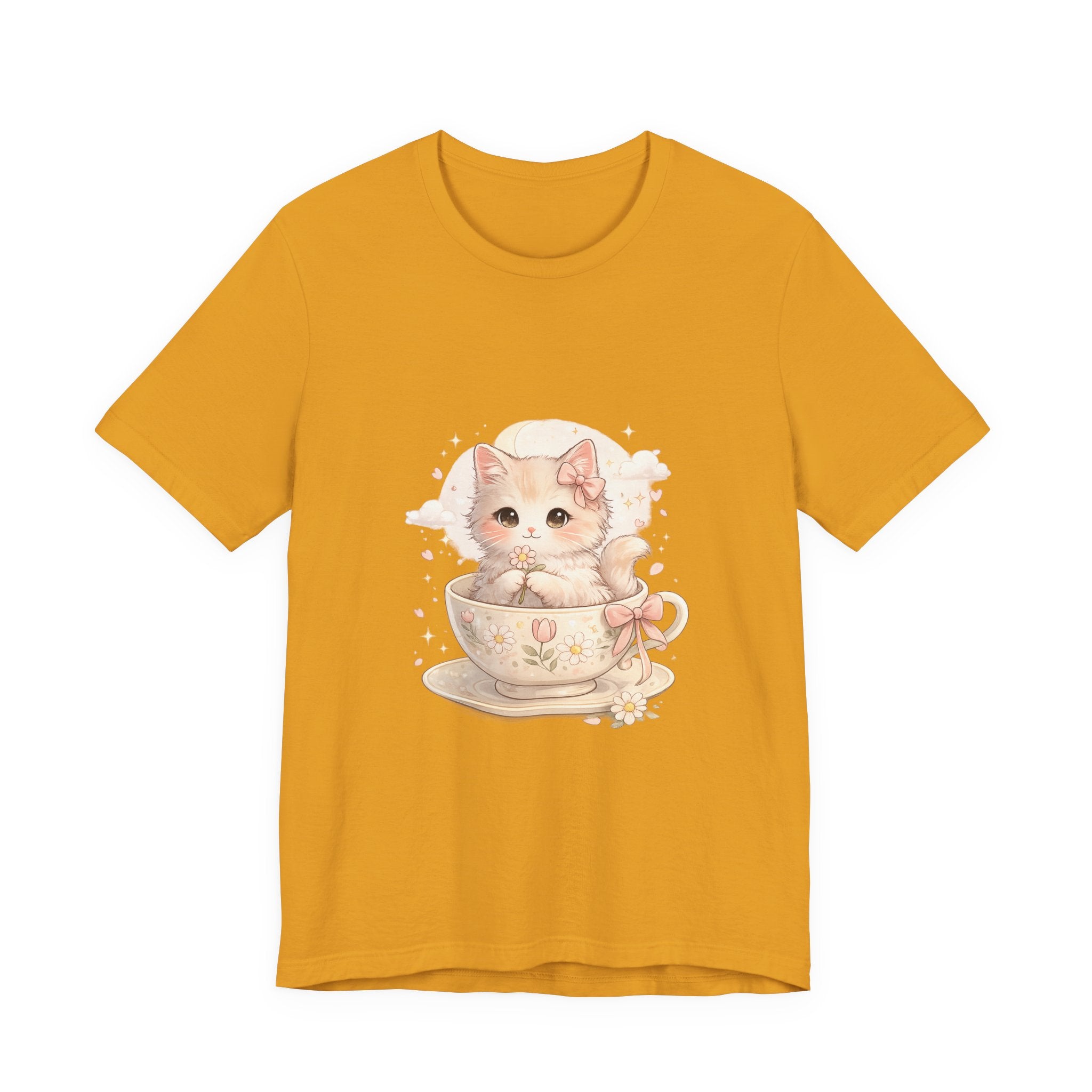 Cute Kitten in Teacup T-Shirt — Pastel Cat Graphic Tee