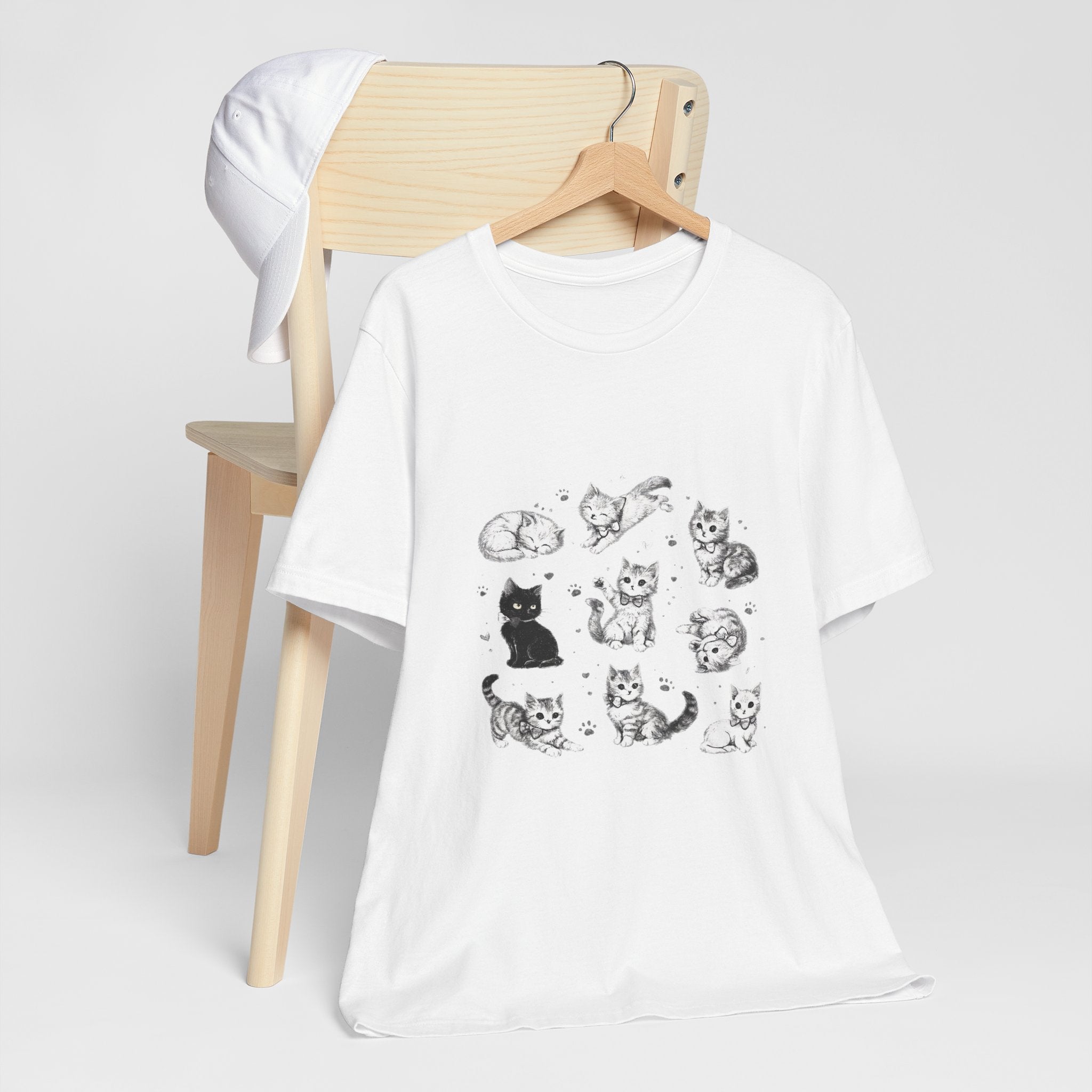 Kitten Grid T-Shirt – Cute Black & White Cat Illustration Tee