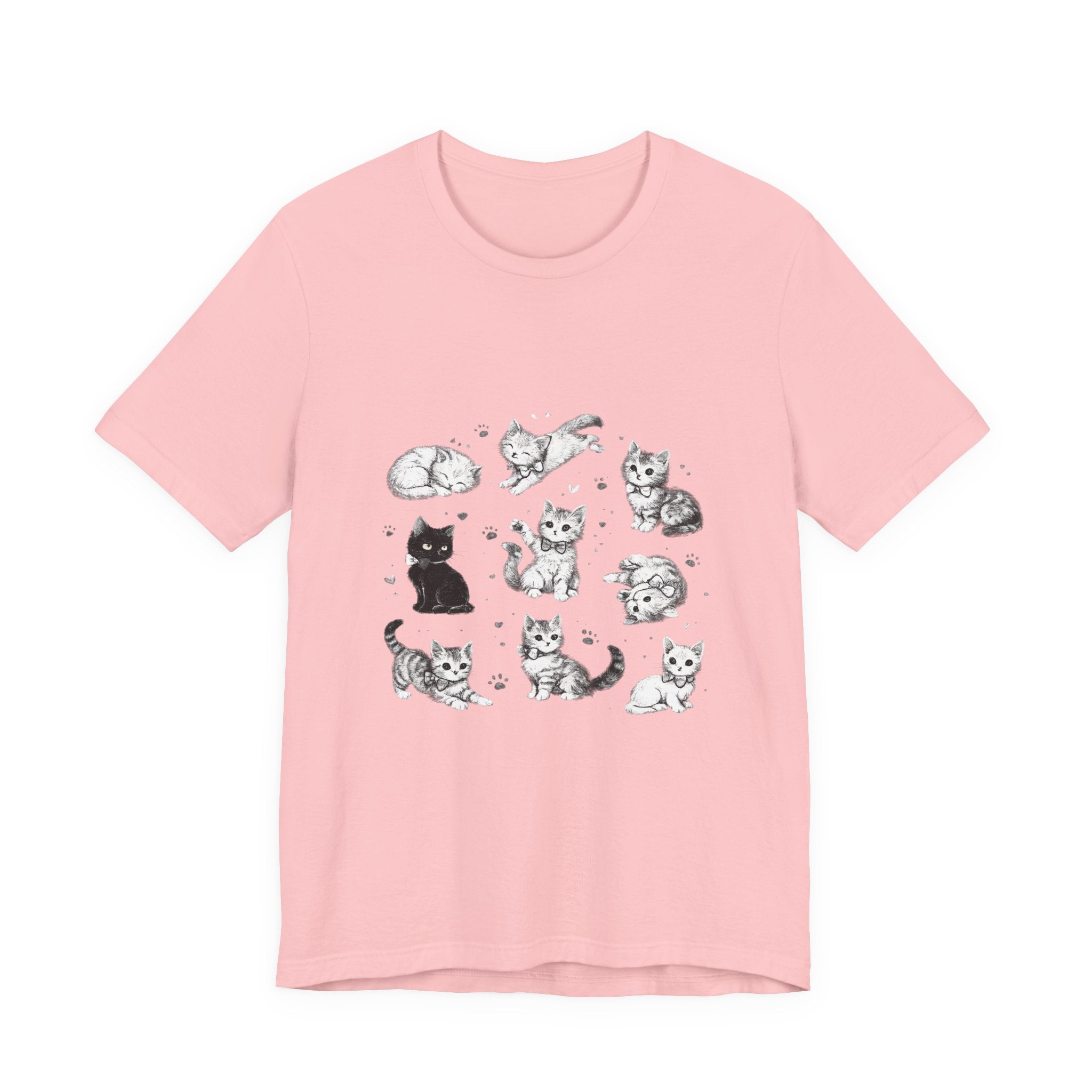 Kitten Grid T-Shirt – Cute Black & White Cat Illustration Tee