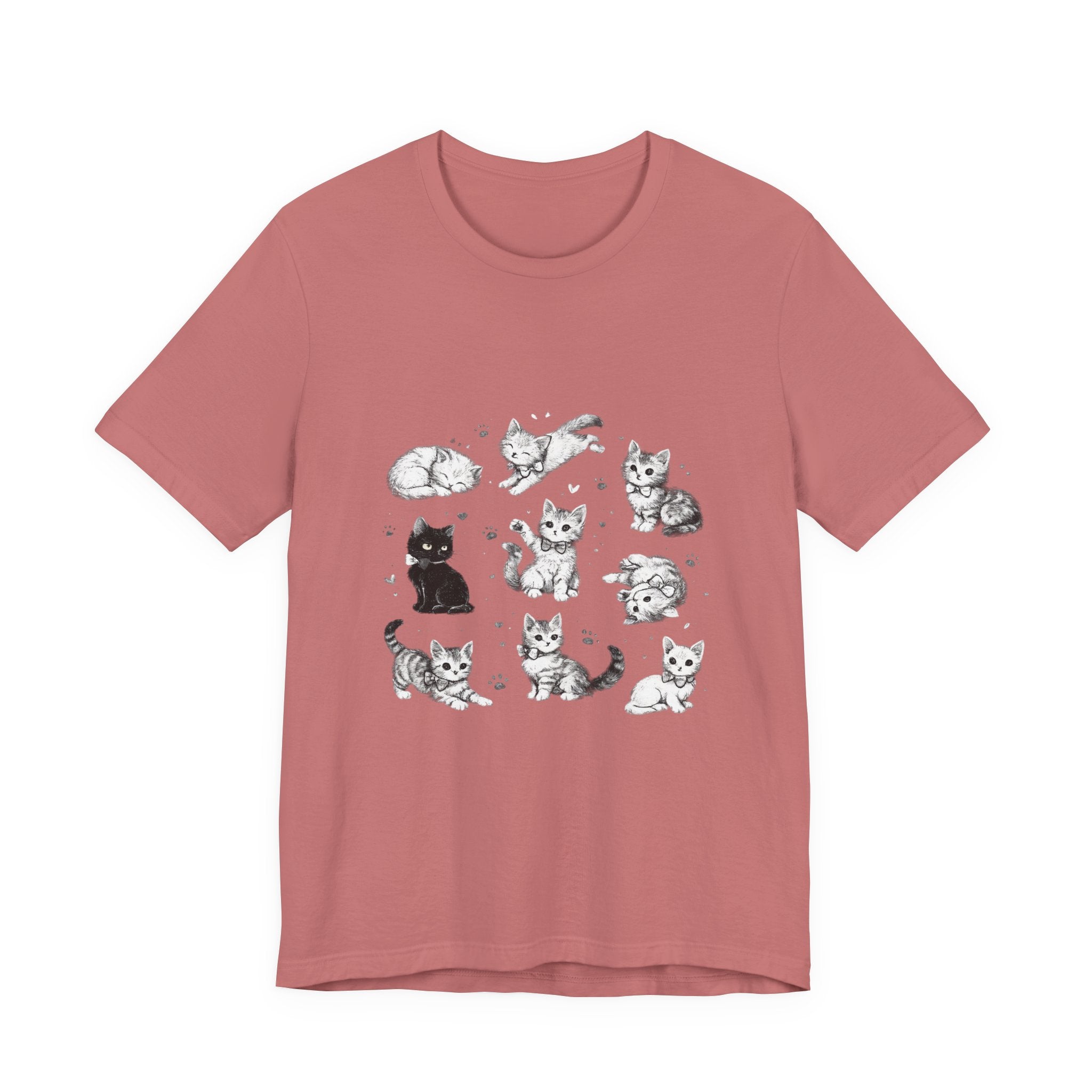 Kitten Grid T-Shirt – Cute Black & White Cat Illustration Tee