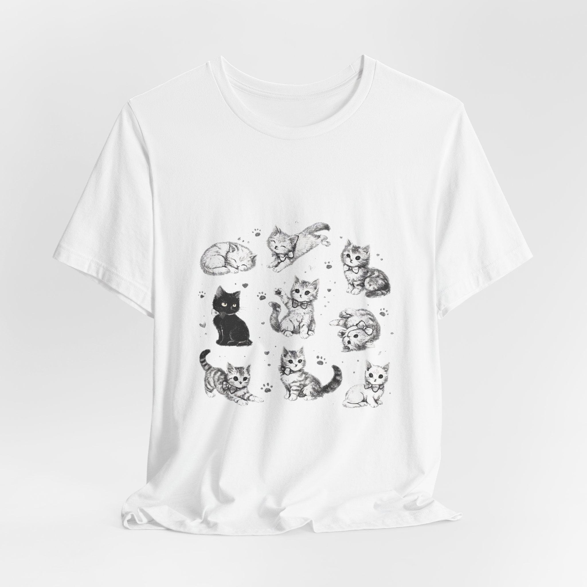 Kitten Grid T-Shirt – Cute Black & White Cat Illustration Tee