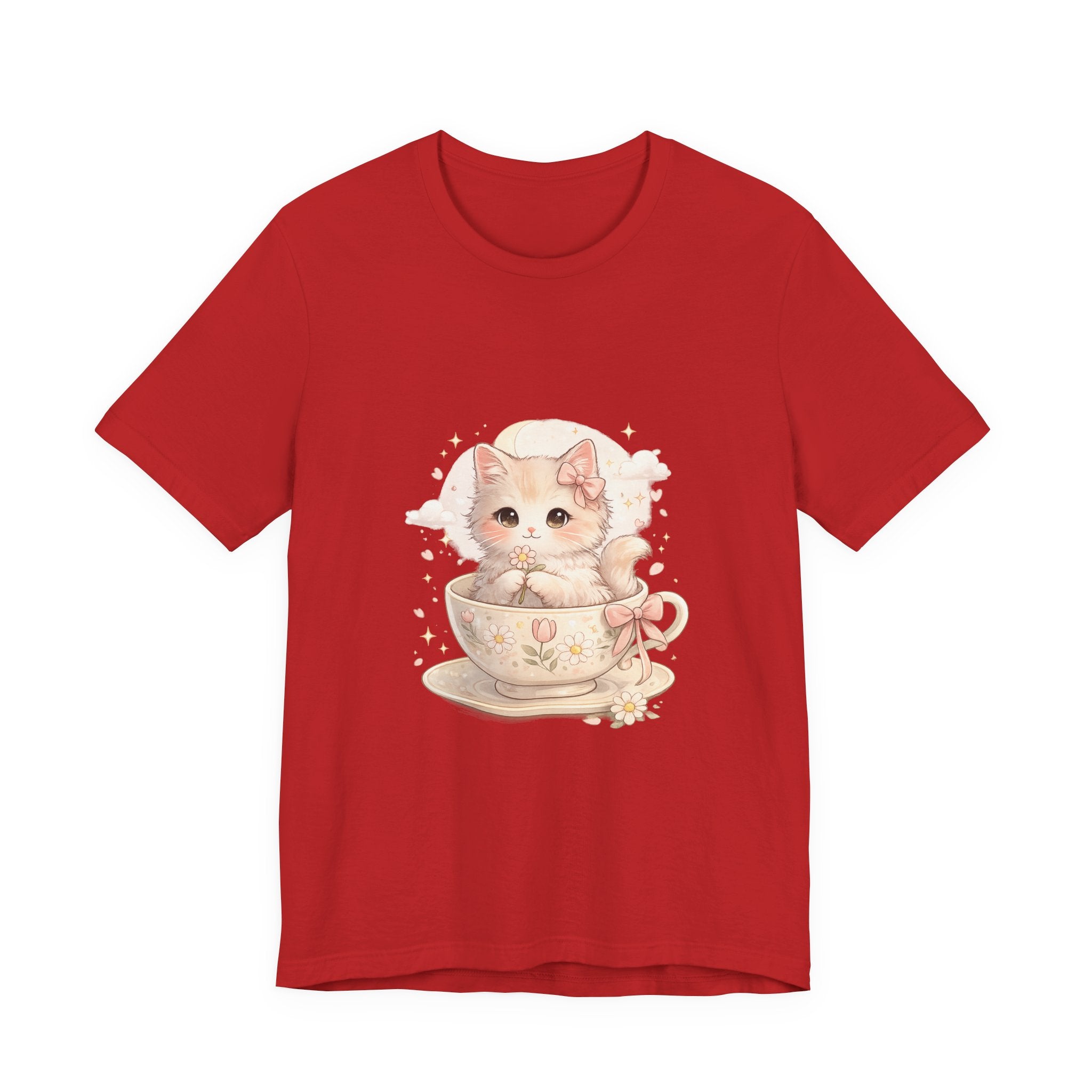 Cute Kitten in Teacup T-Shirt — Pastel Cat Graphic Tee