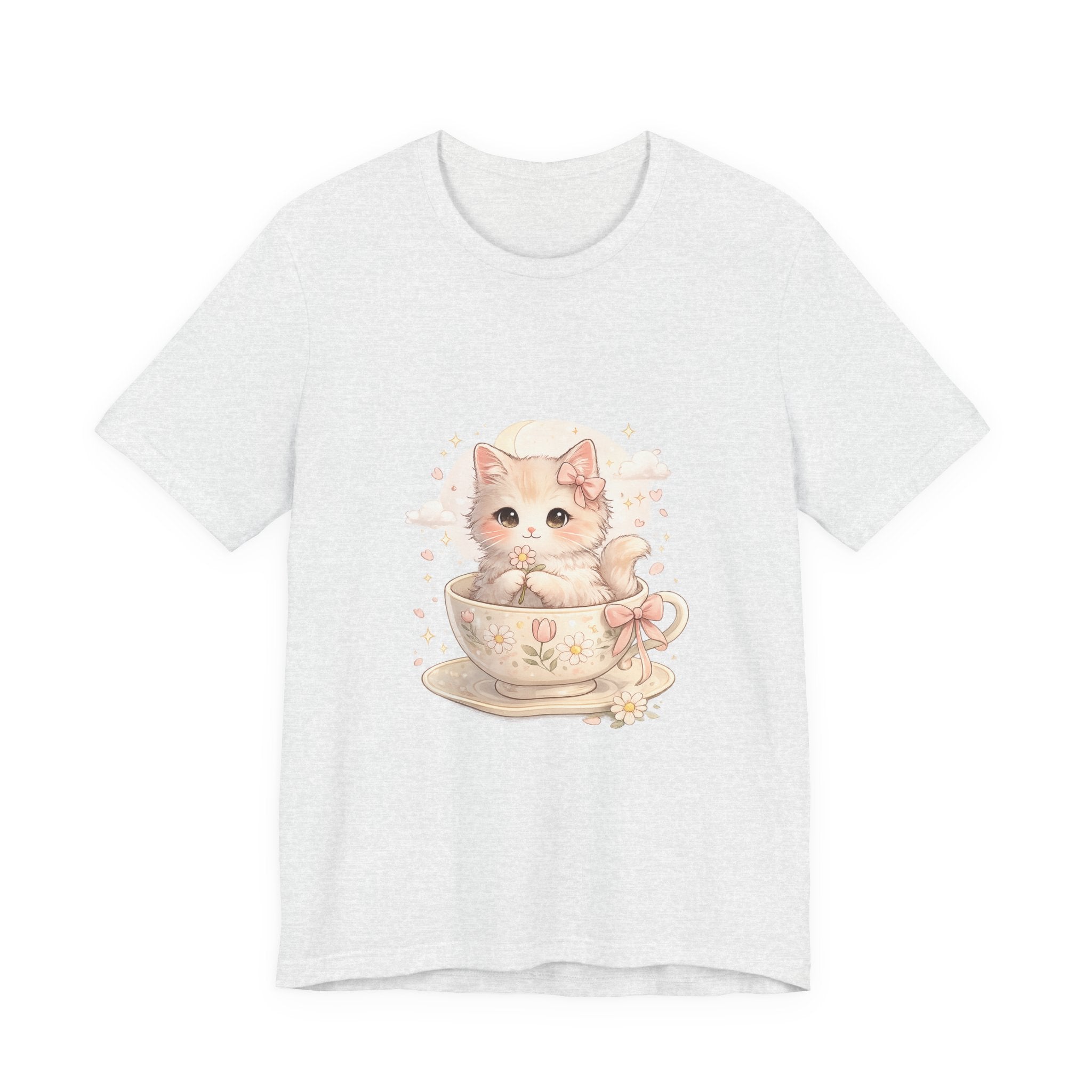 Cute Kitten in Teacup T-Shirt — Pastel Cat Graphic Tee