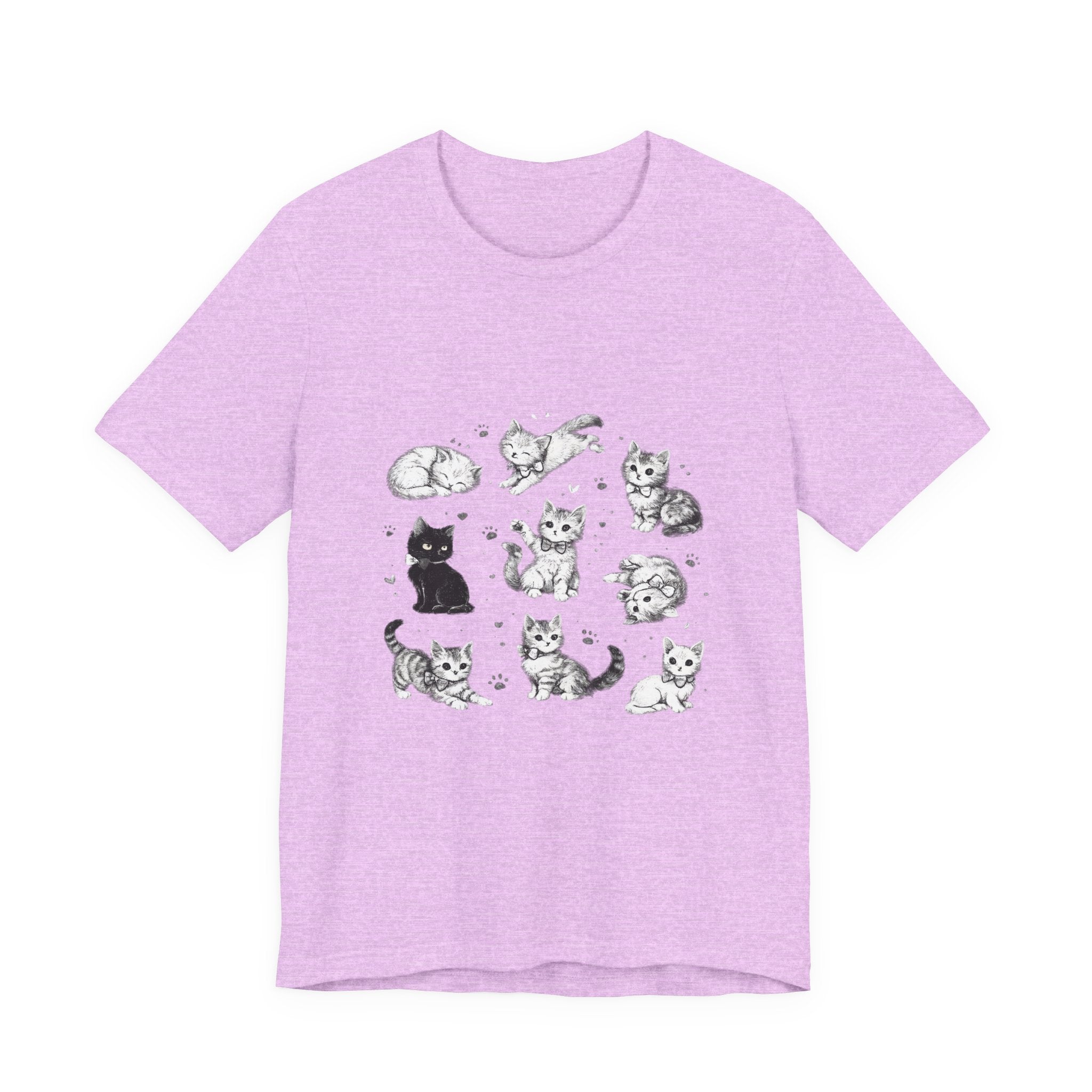 Kitten Grid T-Shirt – Cute Black & White Cat Illustration Tee