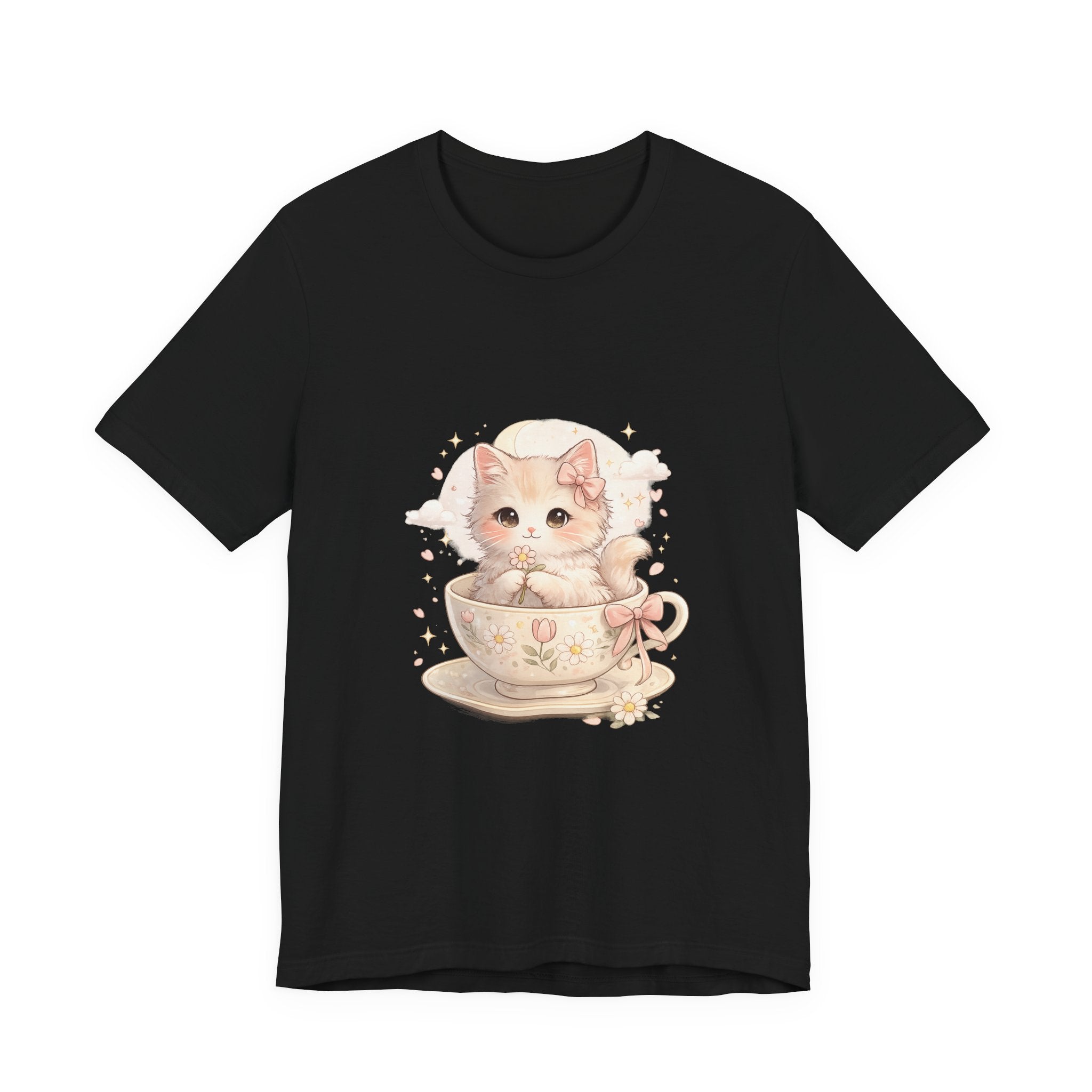 Cute Kitten in Teacup T-Shirt — Pastel Cat Graphic Tee