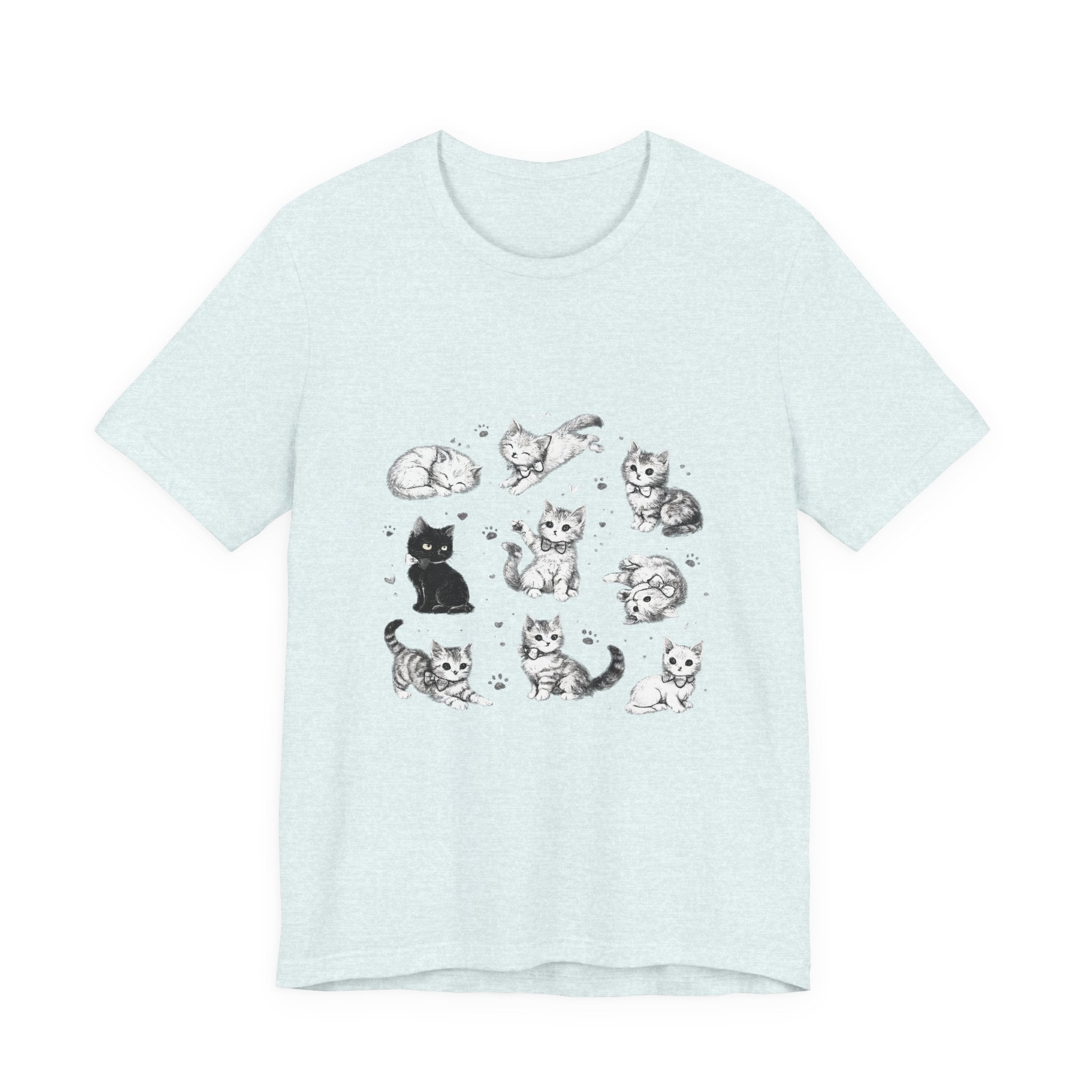 Kitten Grid T-Shirt – Cute Black & White Cat Illustration Tee