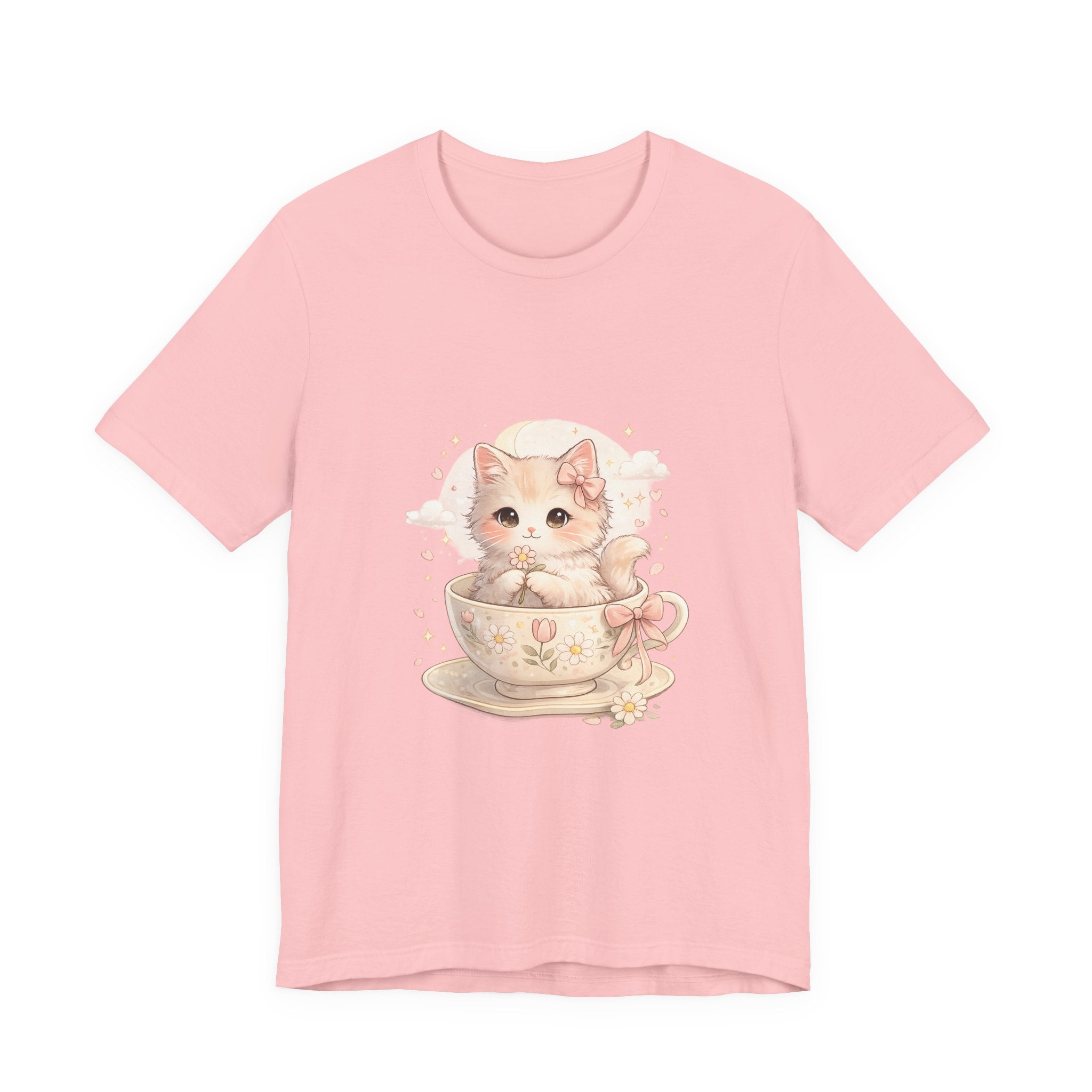 Cute Kitten in Teacup T-Shirt — Pastel Cat Graphic Tee