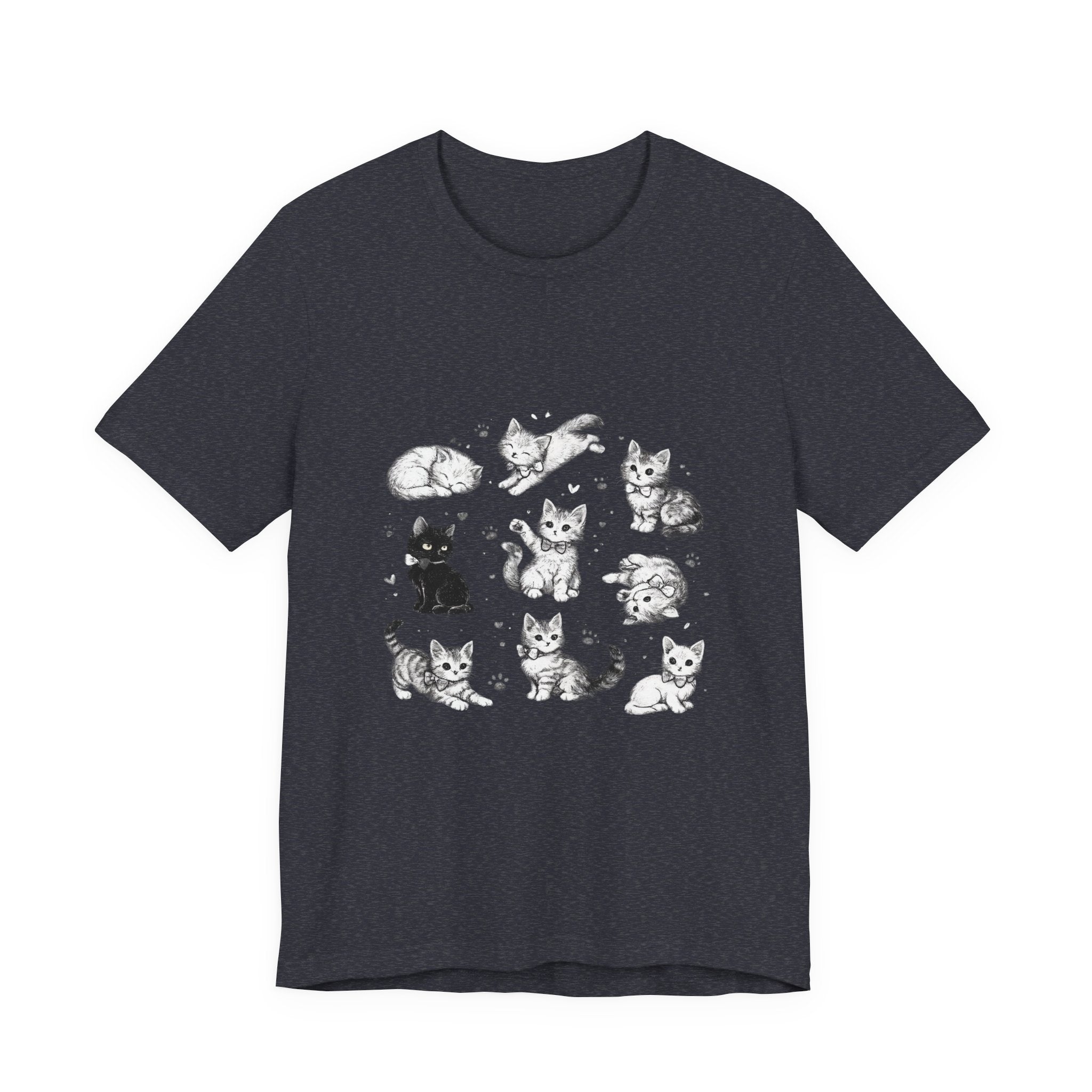 Kitten Grid T-Shirt – Cute Black & White Cat Illustration Tee