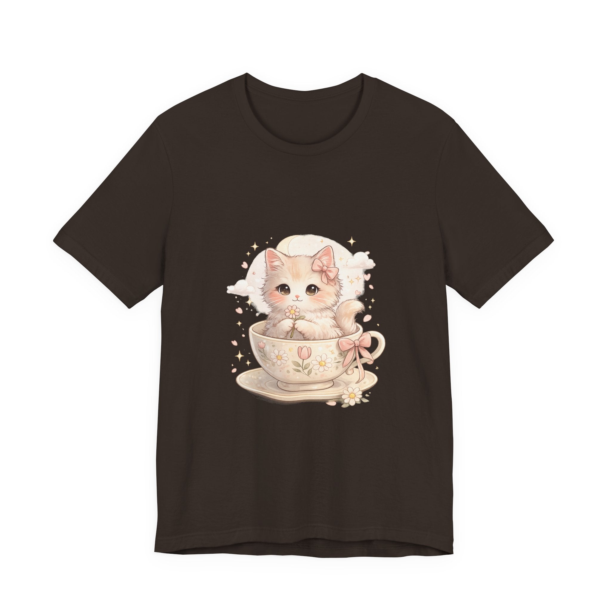 Cute Kitten in Teacup T-Shirt — Pastel Cat Graphic Tee