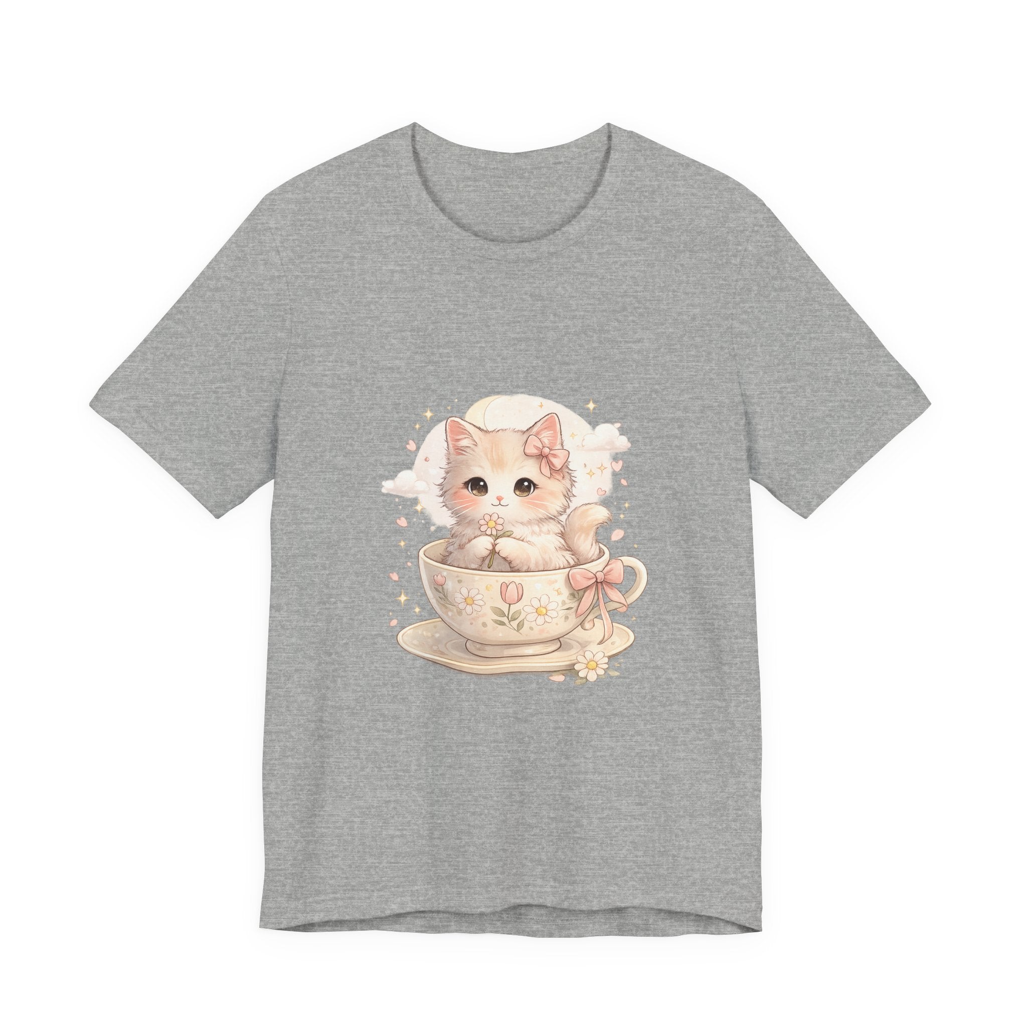 Cute Kitten in Teacup T-Shirt — Pastel Cat Graphic Tee