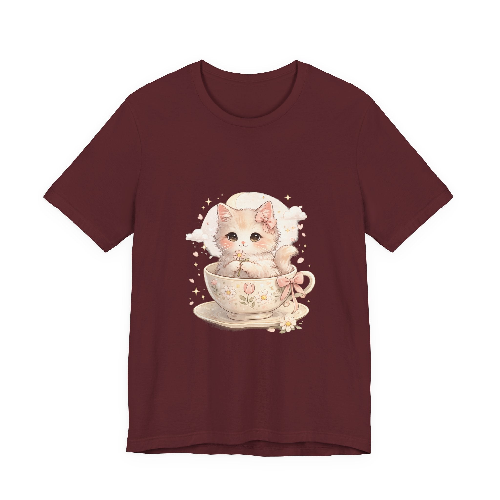 Cute Kitten in Teacup T-Shirt — Pastel Cat Graphic Tee