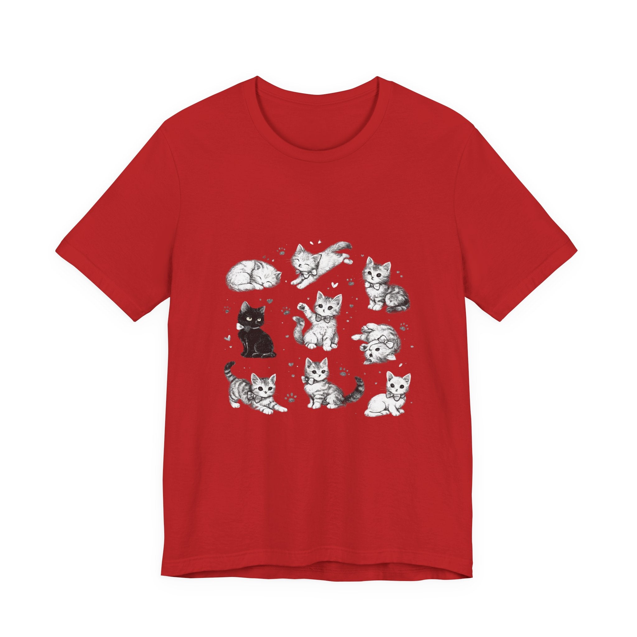 Kitten Grid T-Shirt – Cute Black & White Cat Illustration Tee