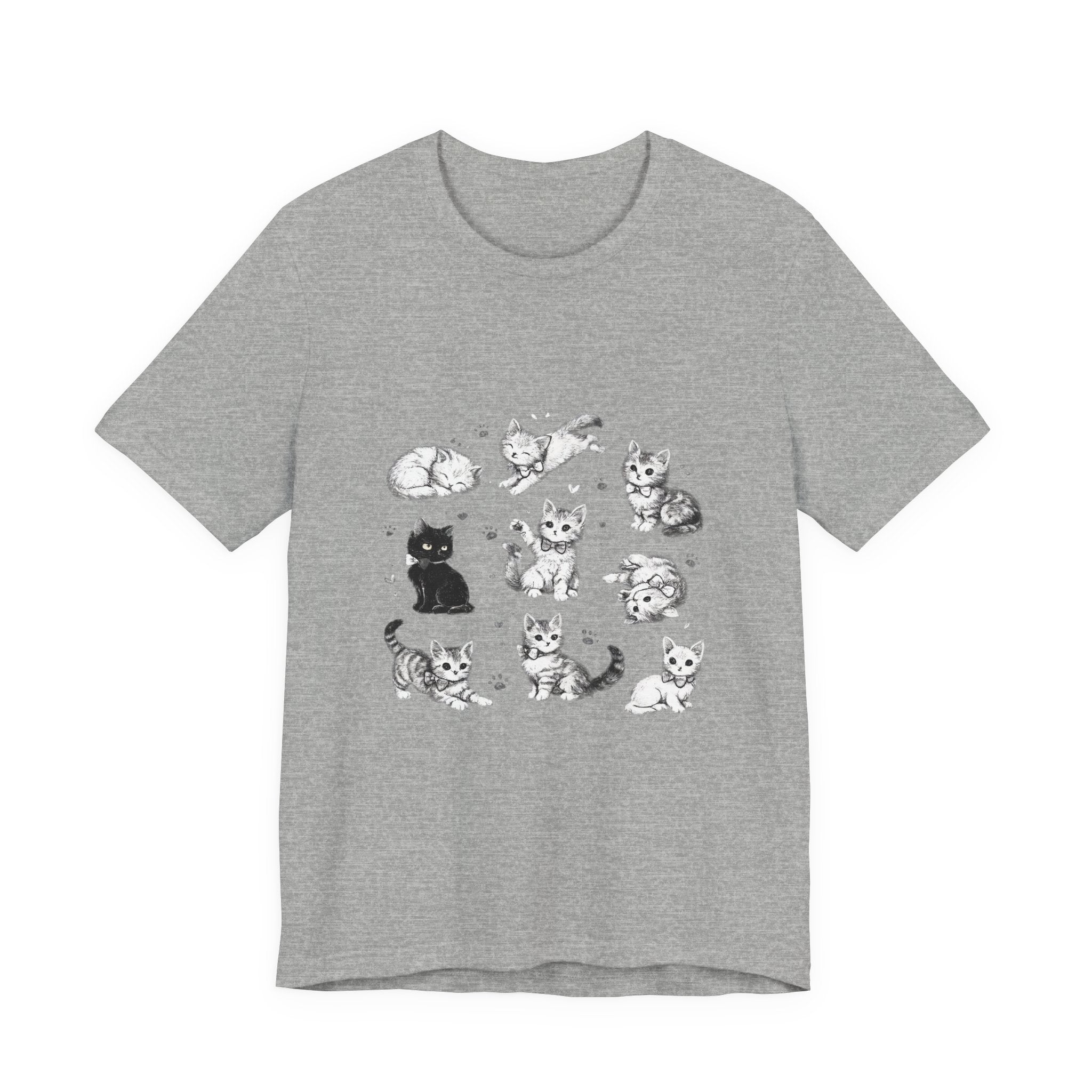 Kitten Grid T-Shirt – Cute Black & White Cat Illustration Tee
