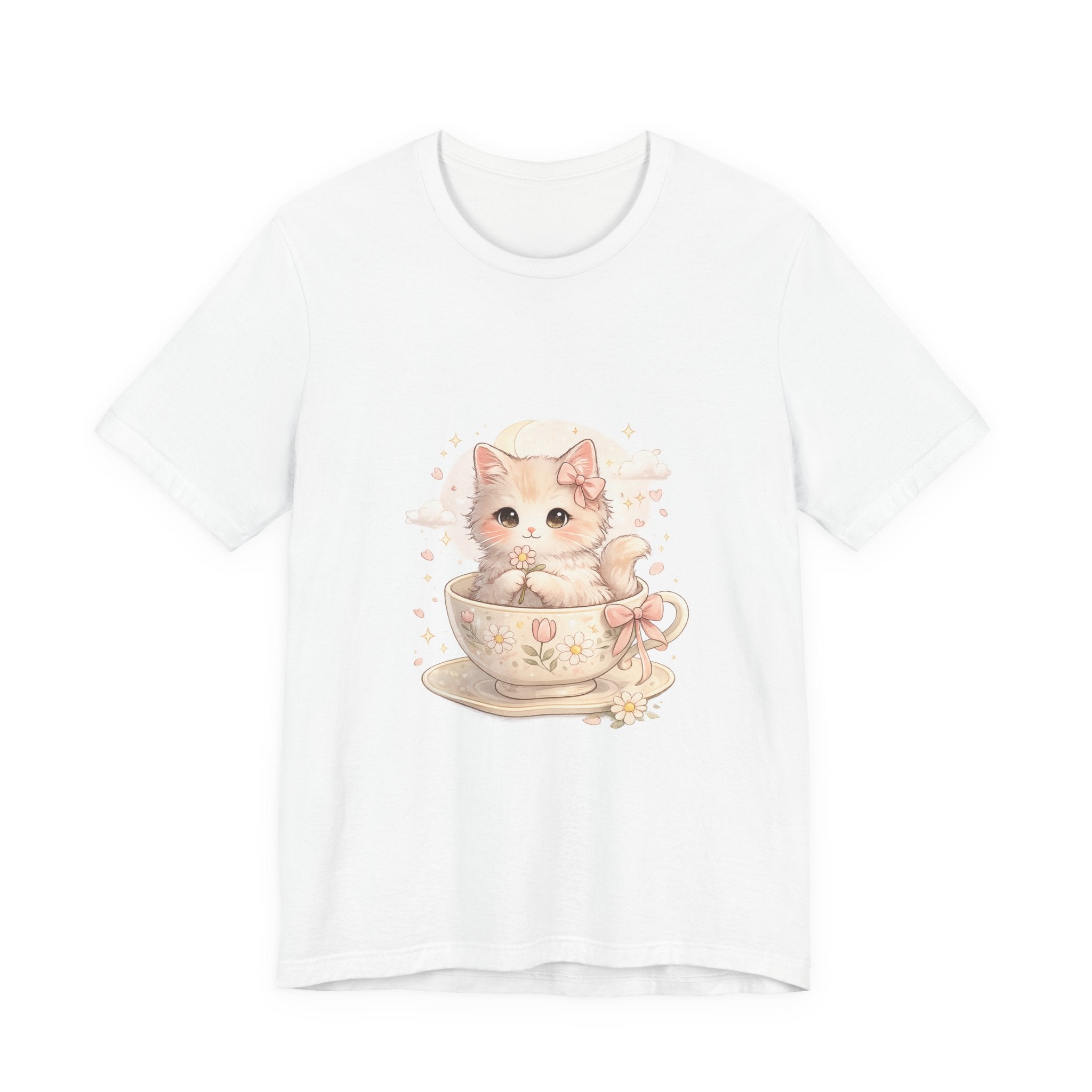 Cute Kitten in Teacup T-Shirt — Pastel Cat Graphic Tee