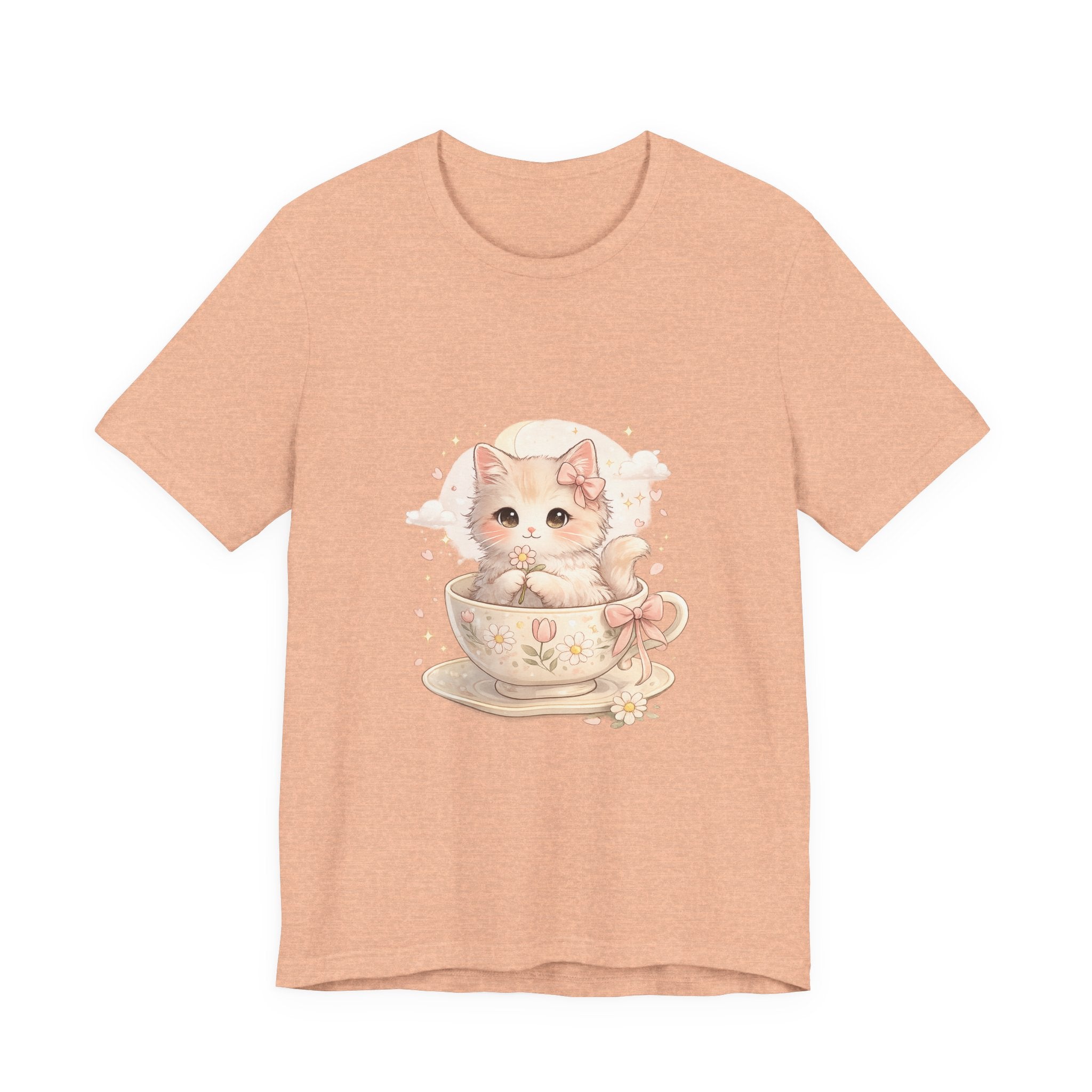 Cute Kitten in Teacup T-Shirt — Pastel Cat Graphic Tee