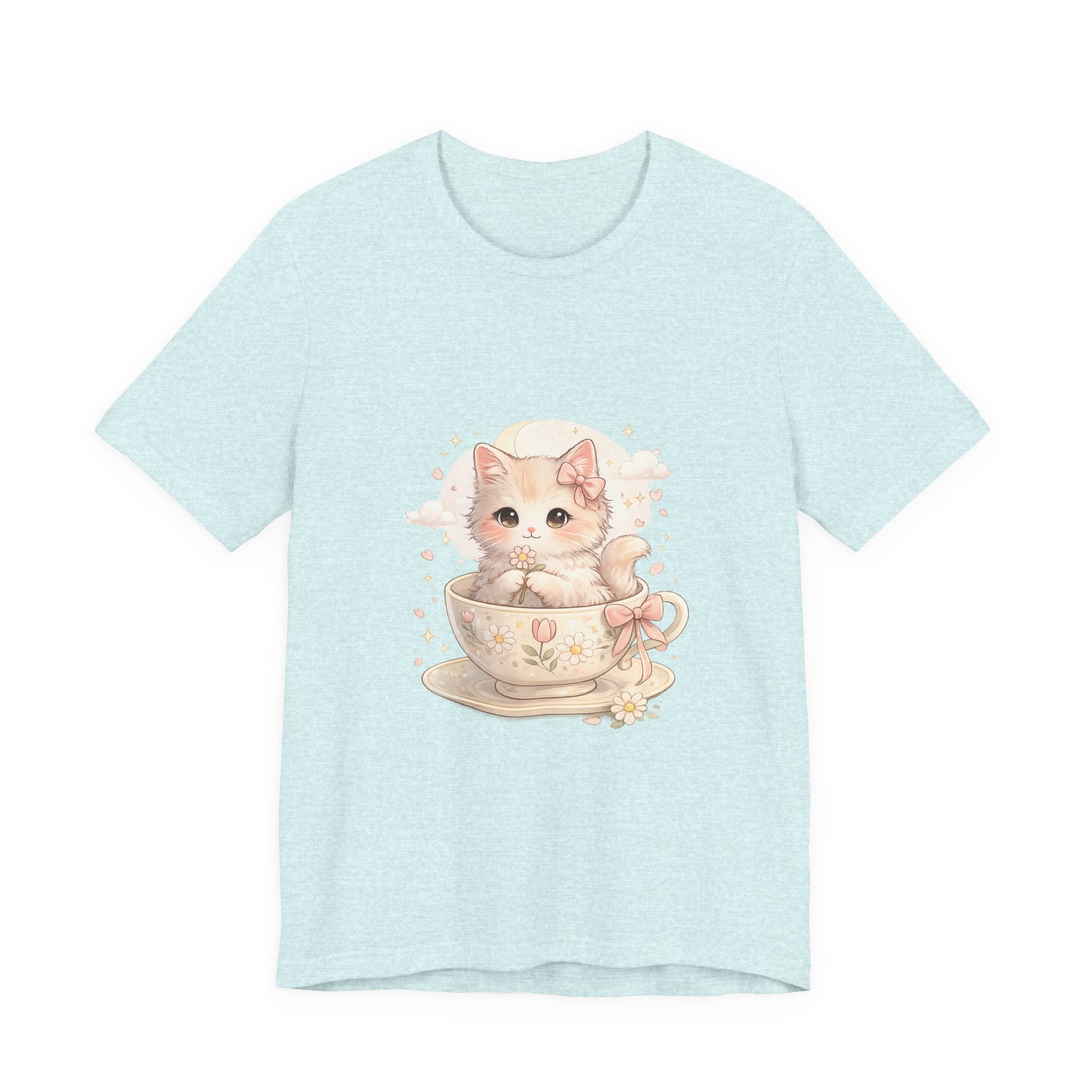 Cute Kitten in Teacup T-Shirt — Pastel Cat Graphic Tee