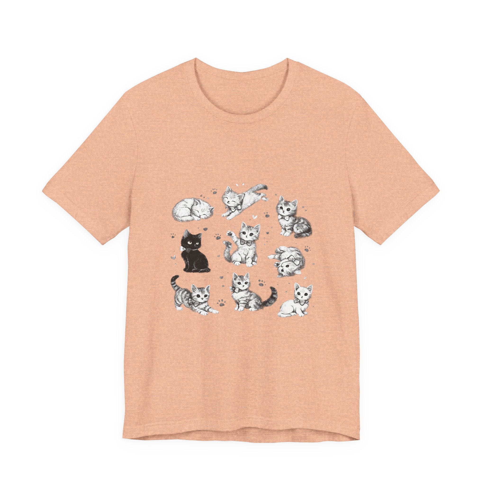 Kitten Grid T-Shirt – Cute Black & White Cat Illustration Tee