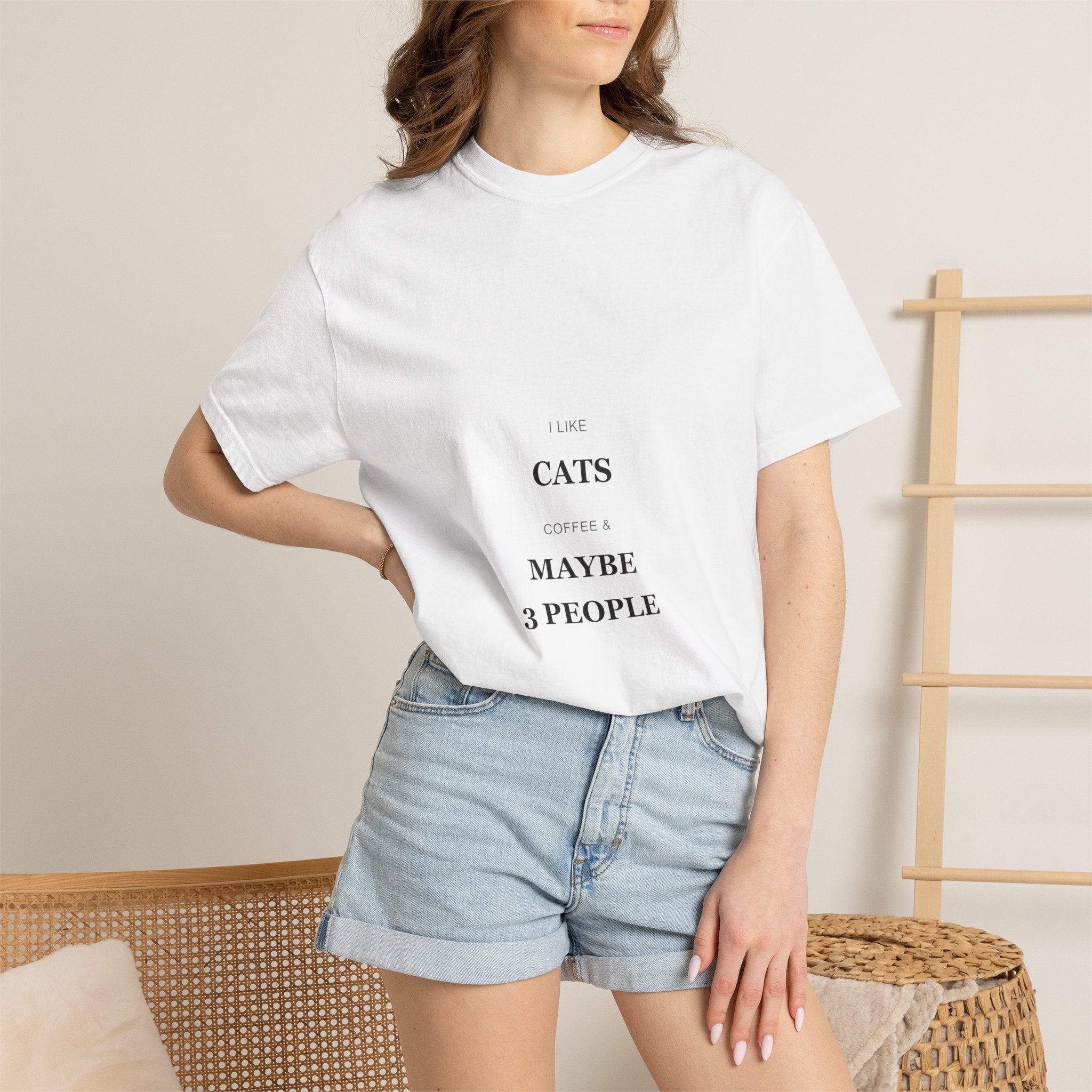 Cat Lover T-Shirt — "I Like Cats & Maybe 3 People." Minimal Graphic Tee