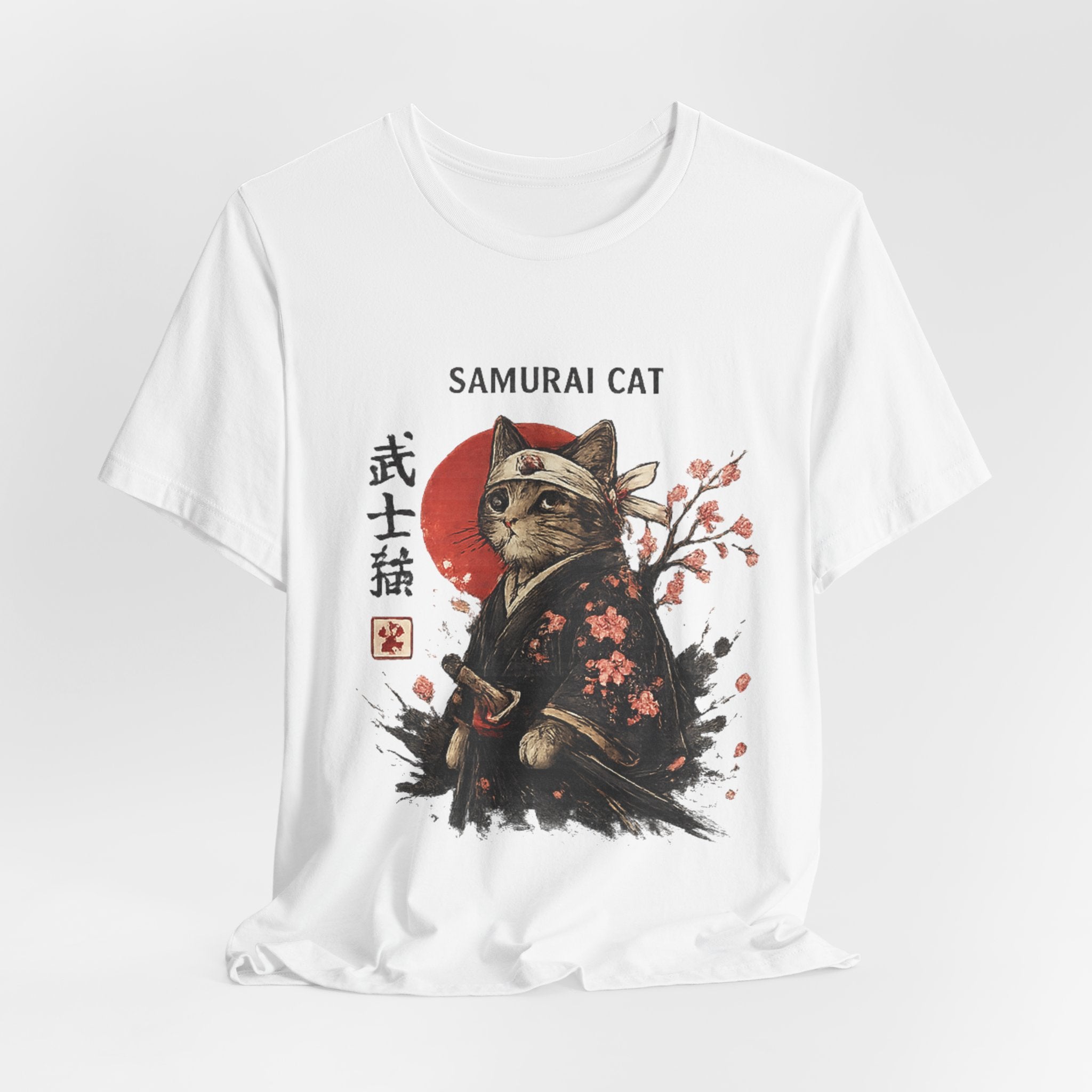 Samurai Cat T-Shirt – Japanese Warrior Cat Illustration