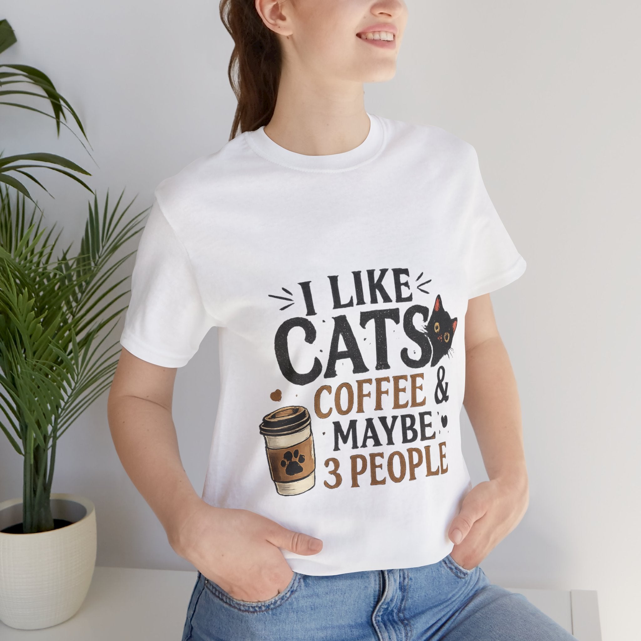 Cat + Coffee Tee — “I Like Cats, Coffee & Maybe 3 People” Shirt