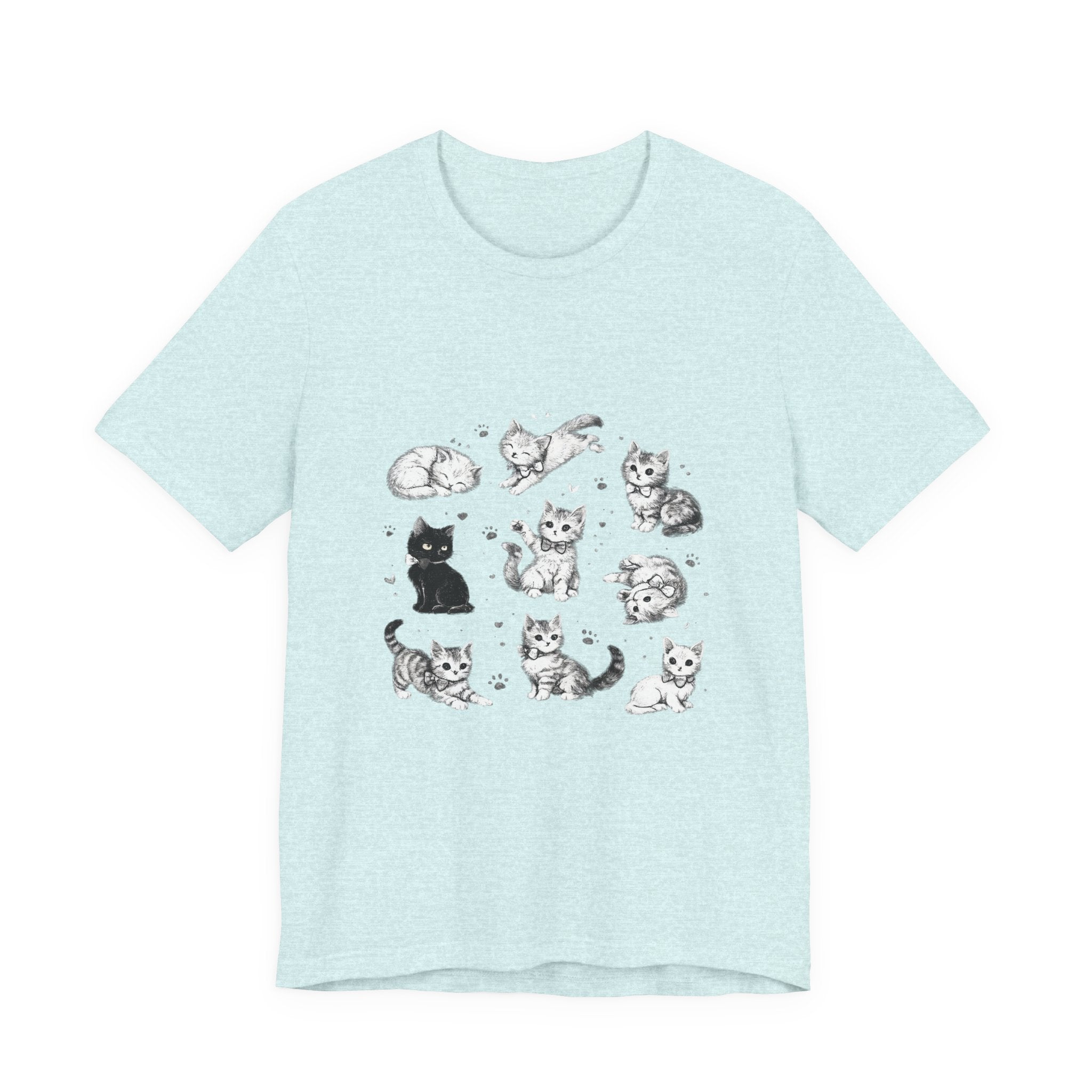 Kitten Grid T-Shirt – Cute Black & White Cat Illustration Tee