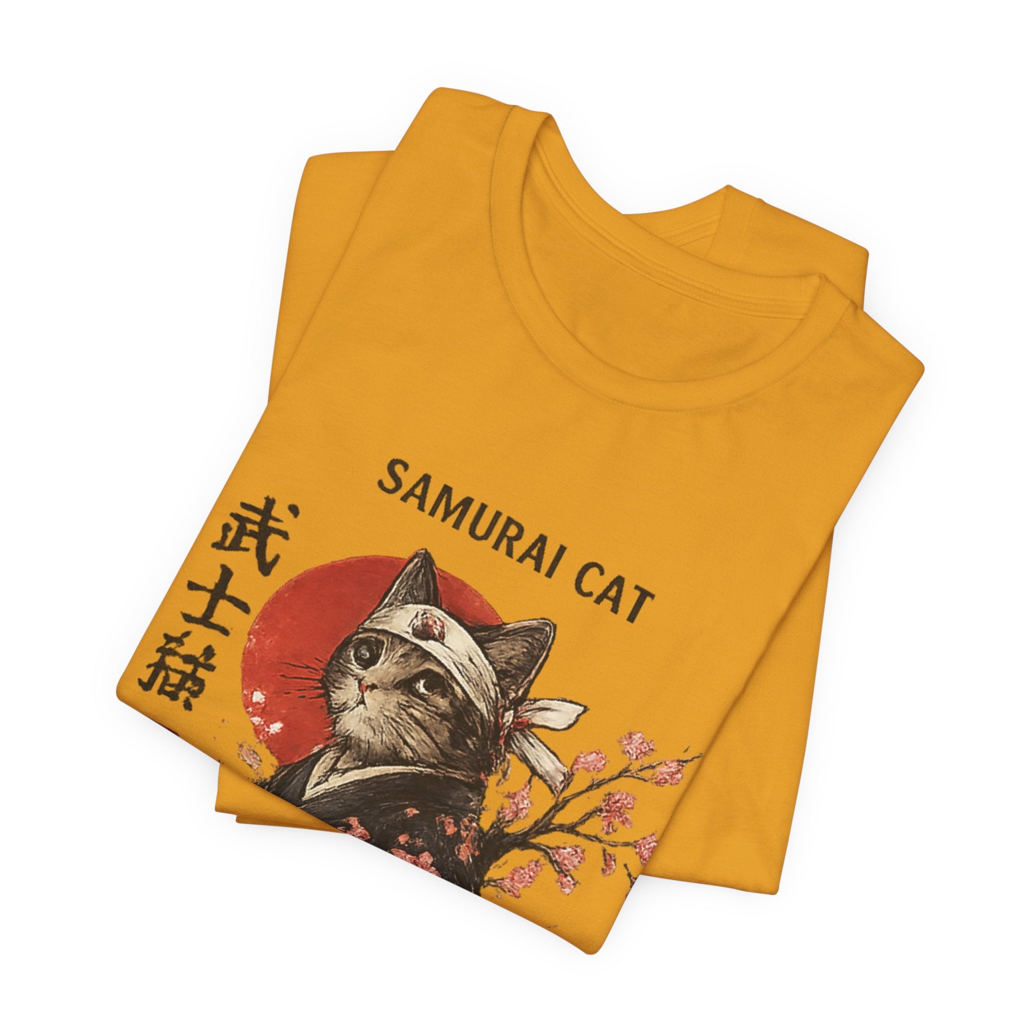 Samurai Cat T-Shirt – Japanese Warrior Cat Illustration