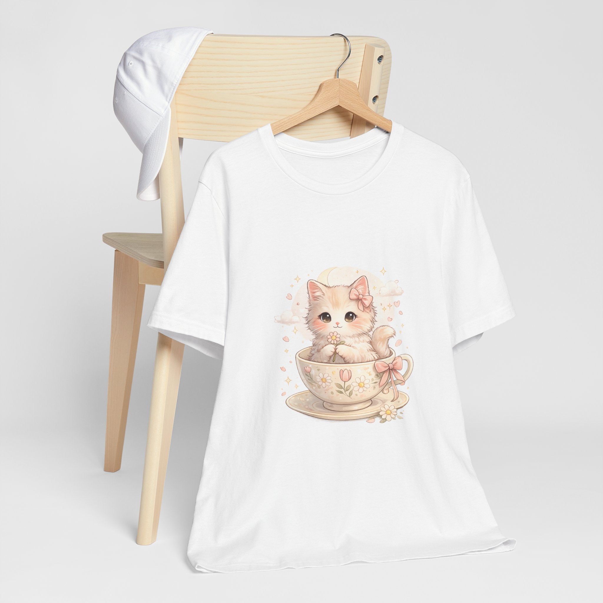 Cute Kitten in Teacup T-Shirt — Pastel Cat Graphic Tee