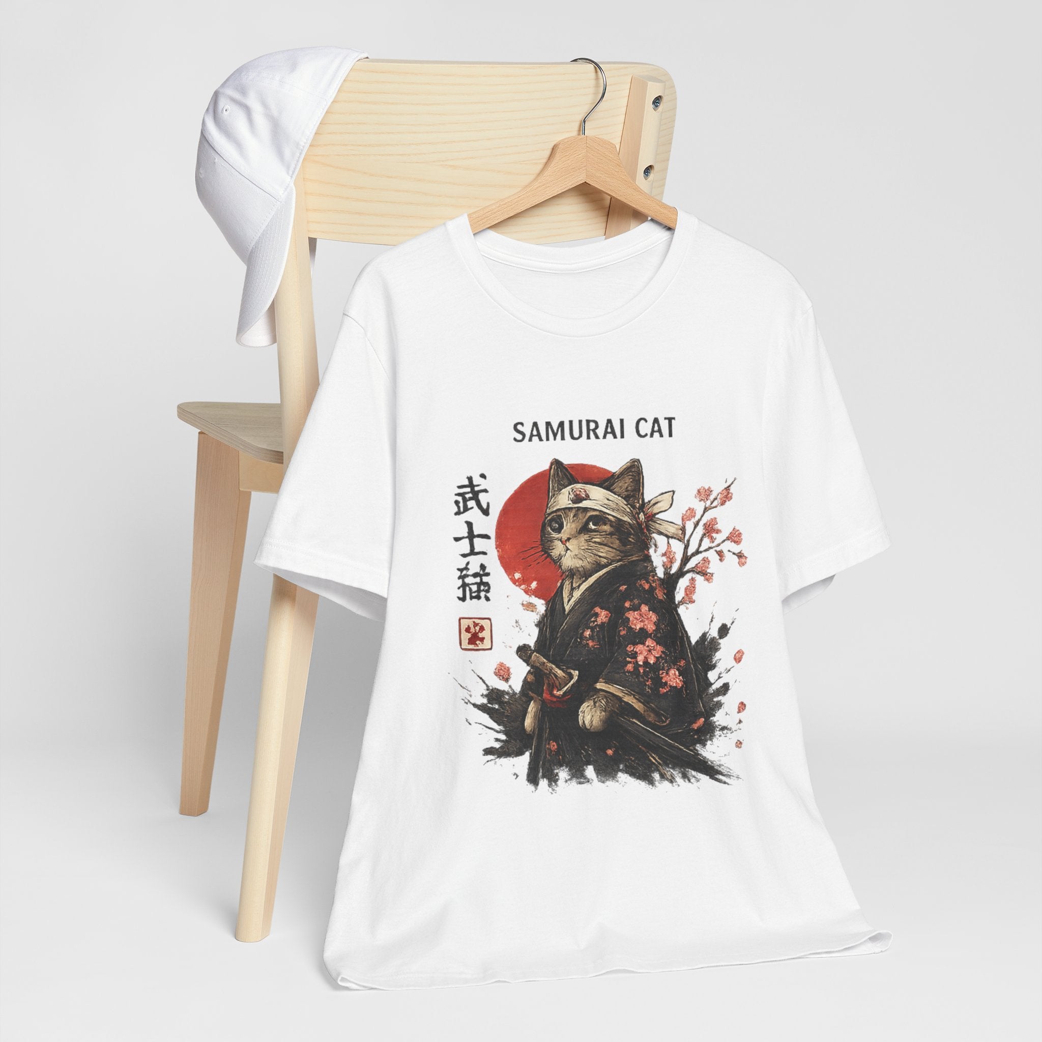 Samurai Cat T-Shirt – Japanese Warrior Cat Illustration
