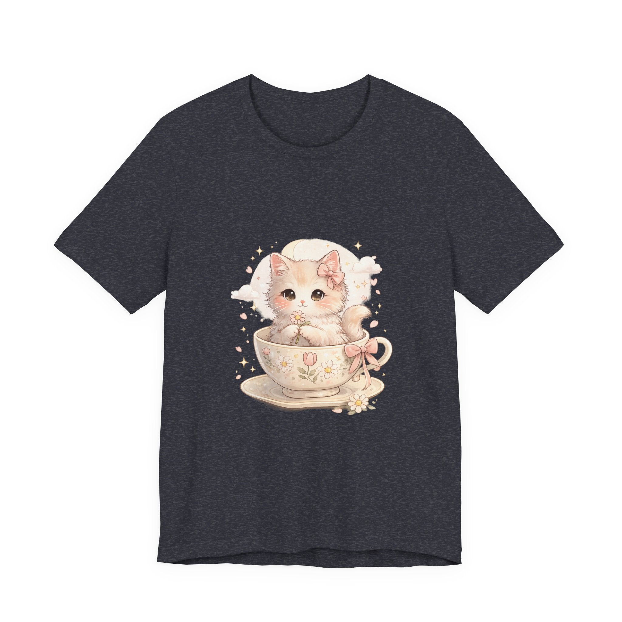 Cute Kitten in Teacup T-Shirt — Pastel Cat Graphic Tee