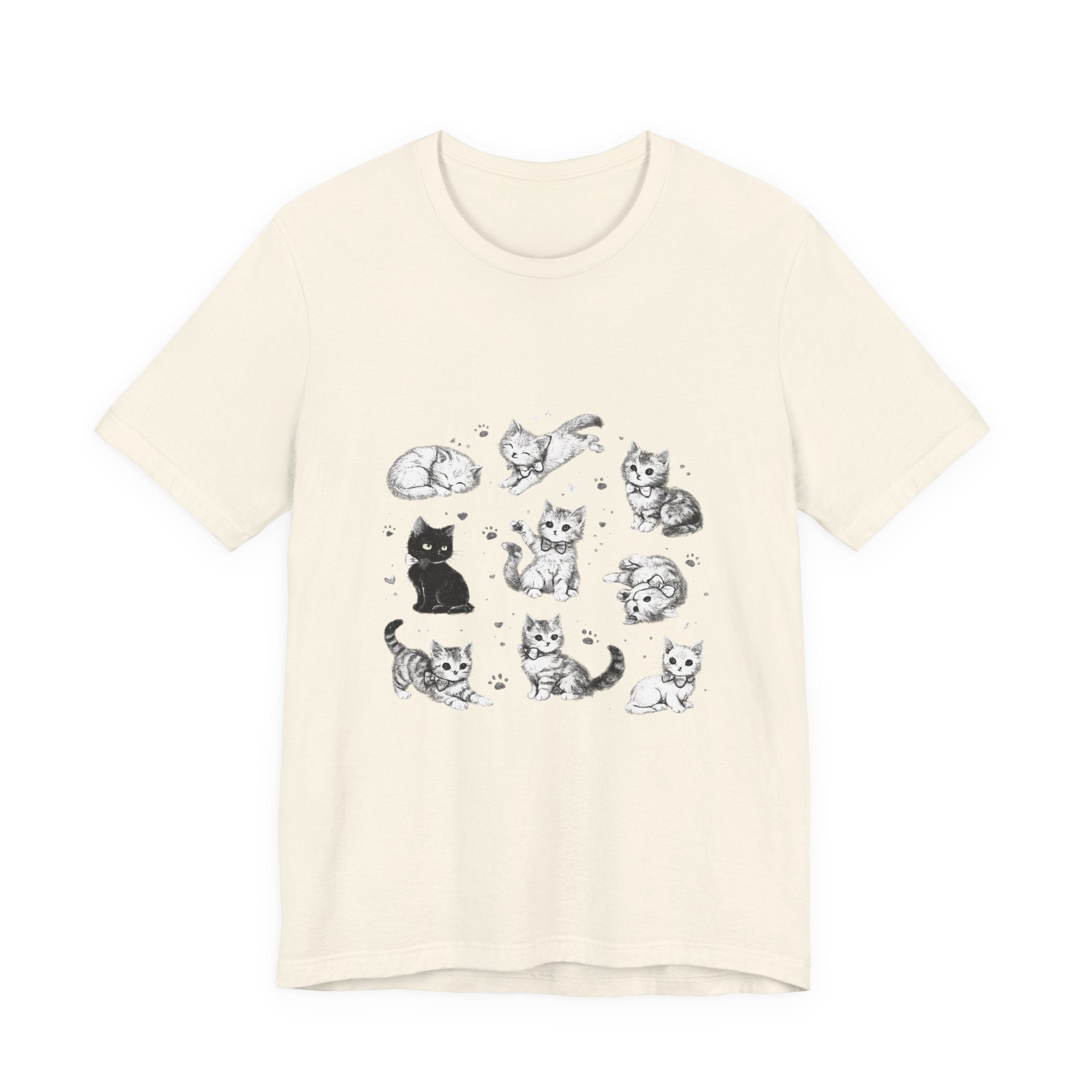 Kitten Grid T-Shirt – Cute Black & White Cat Illustration Tee