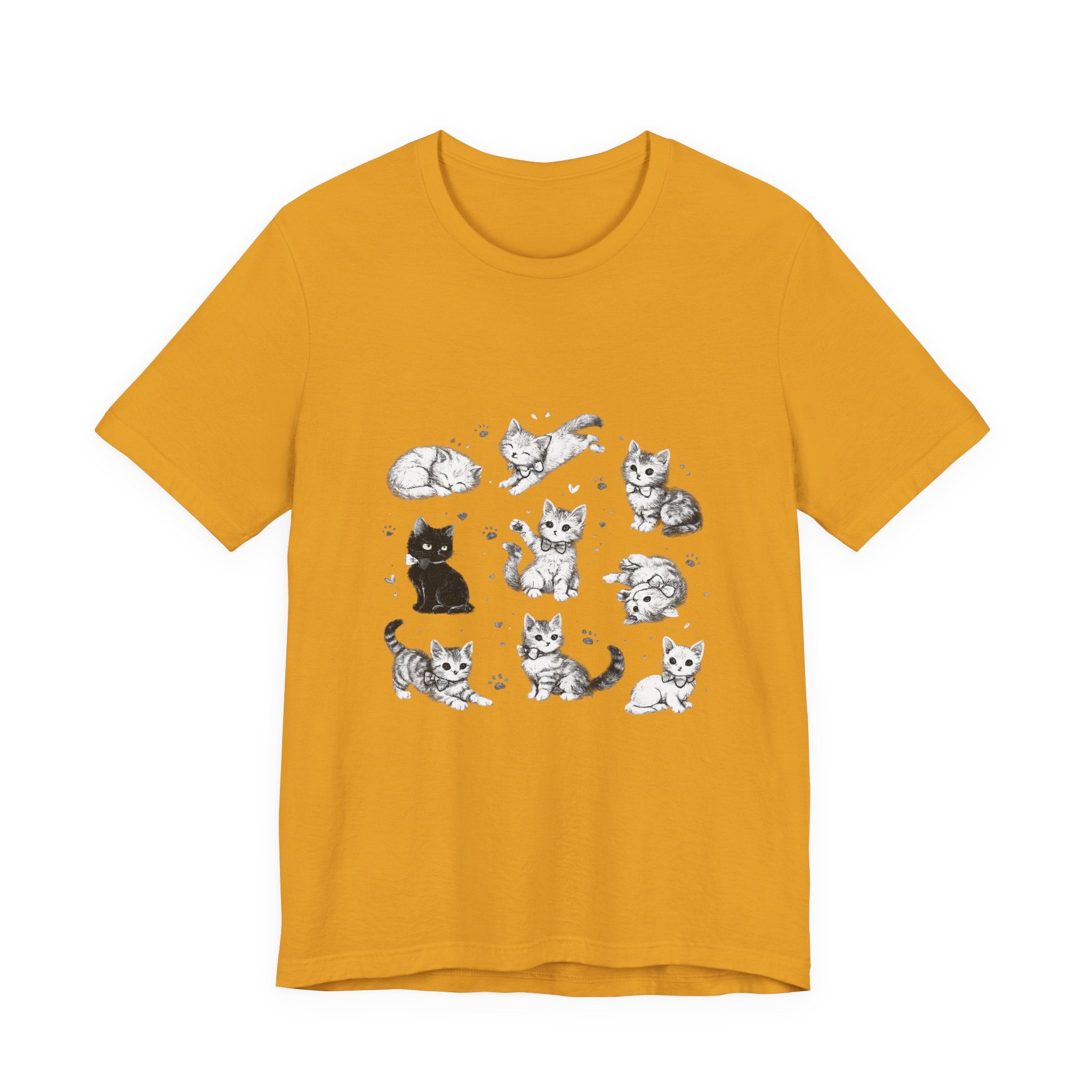 Kitten Grid T-Shirt – Cute Black & White Cat Illustration Tee