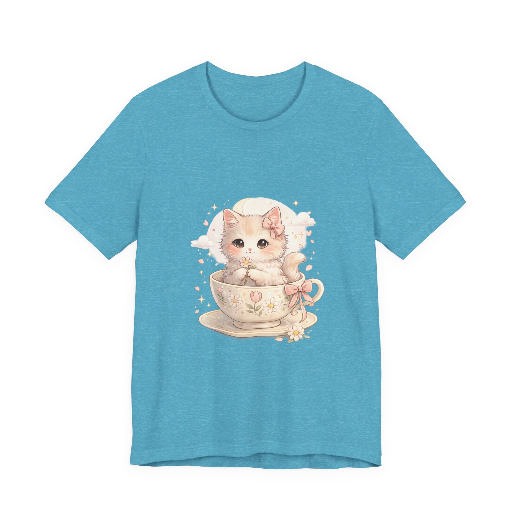 Cute Kitten in Teacup T-Shirt — Pastel Cat Graphic Tee