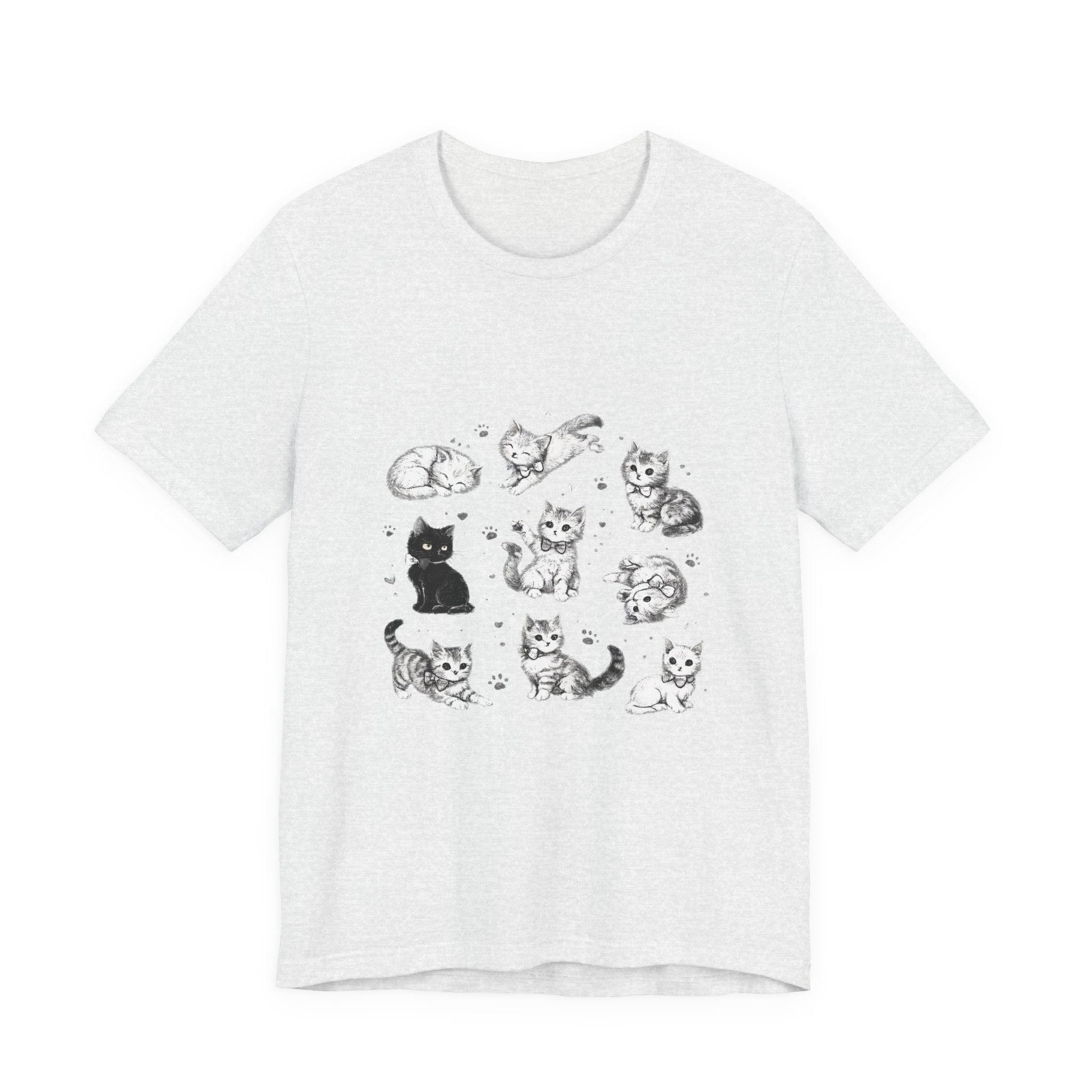 Kitten Grid T-Shirt – Cute Black & White Cat Illustration Tee
