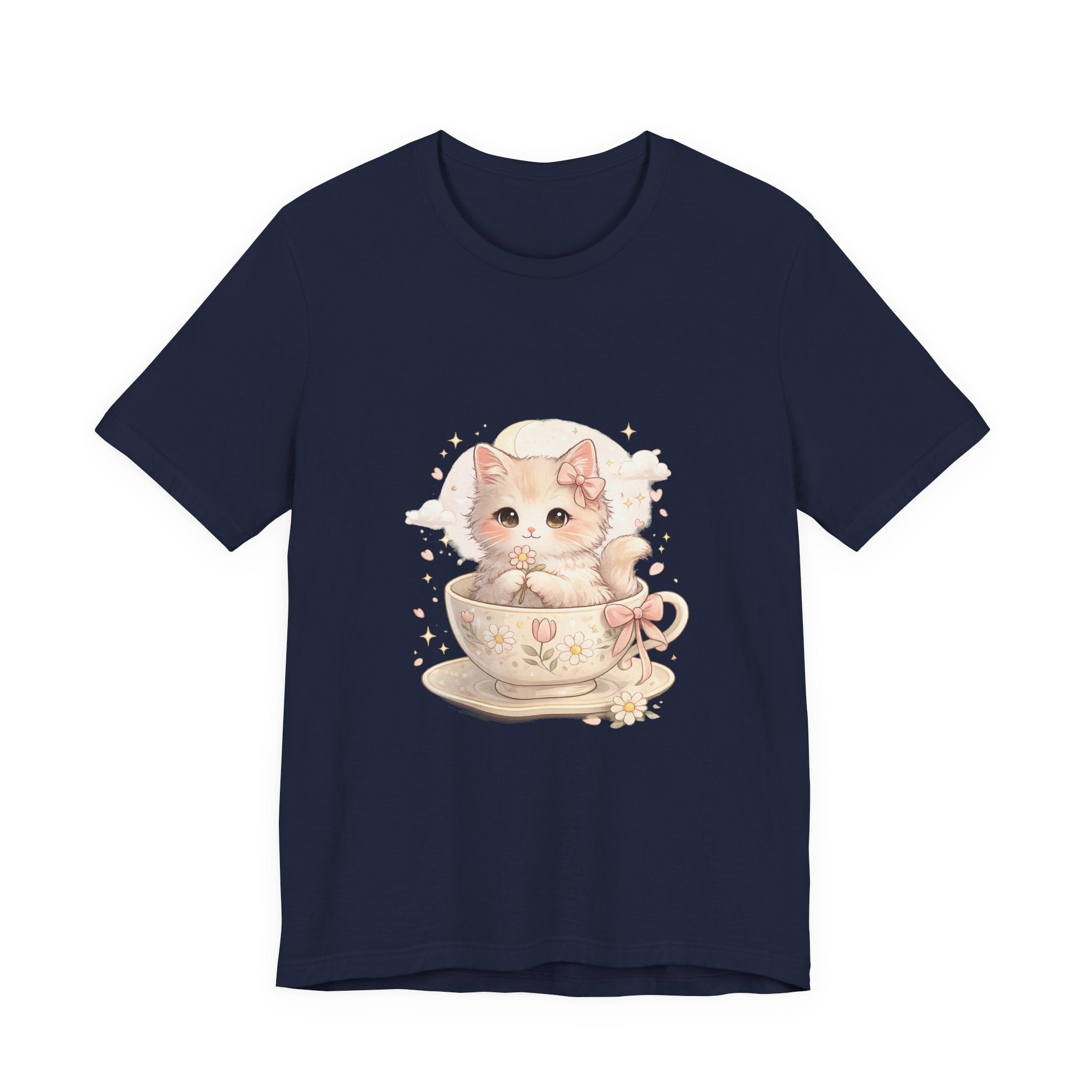 Cute Kitten in Teacup T-Shirt — Pastel Cat Graphic Tee