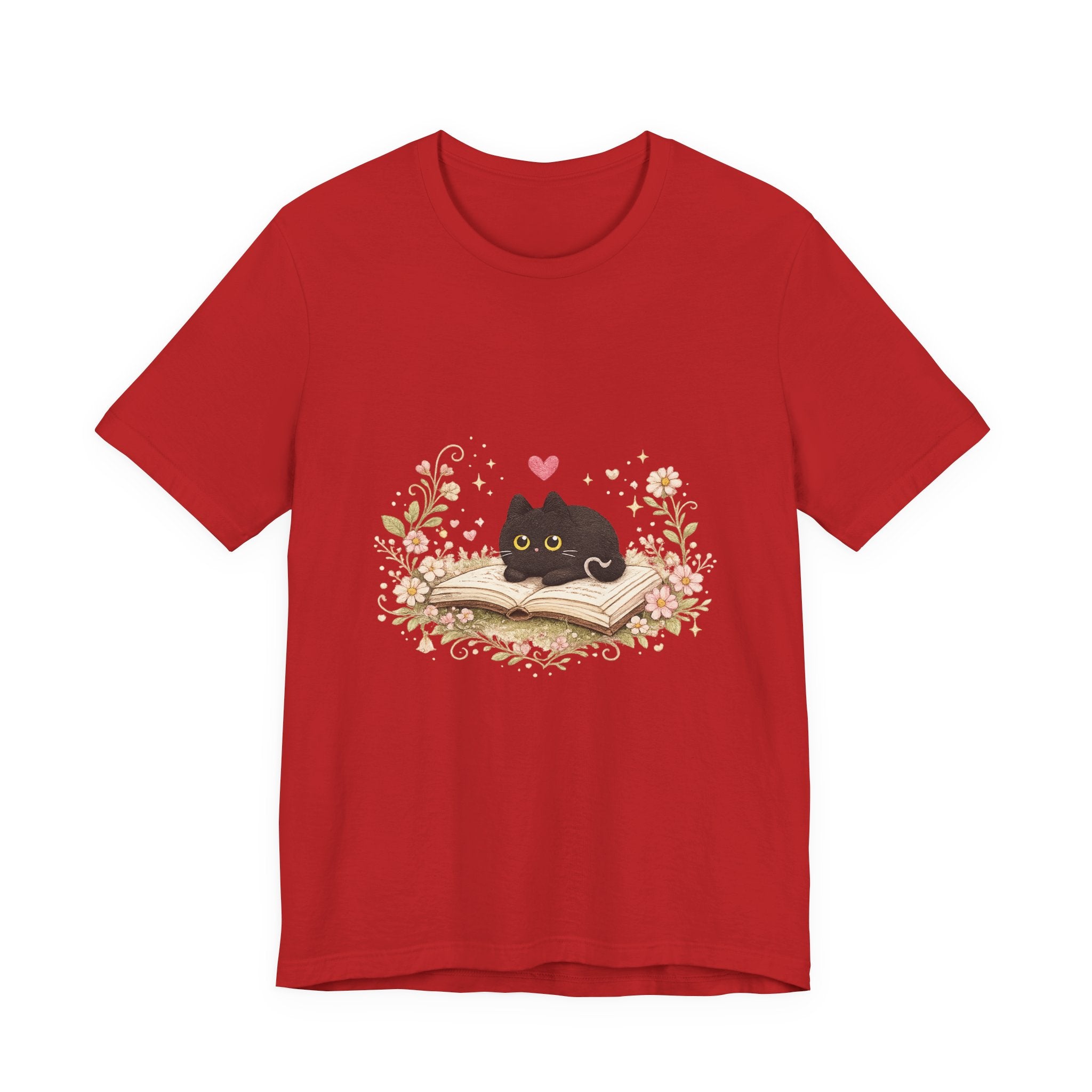 Cat on Book T-Shirt - Cute Black Kitty Reading Design